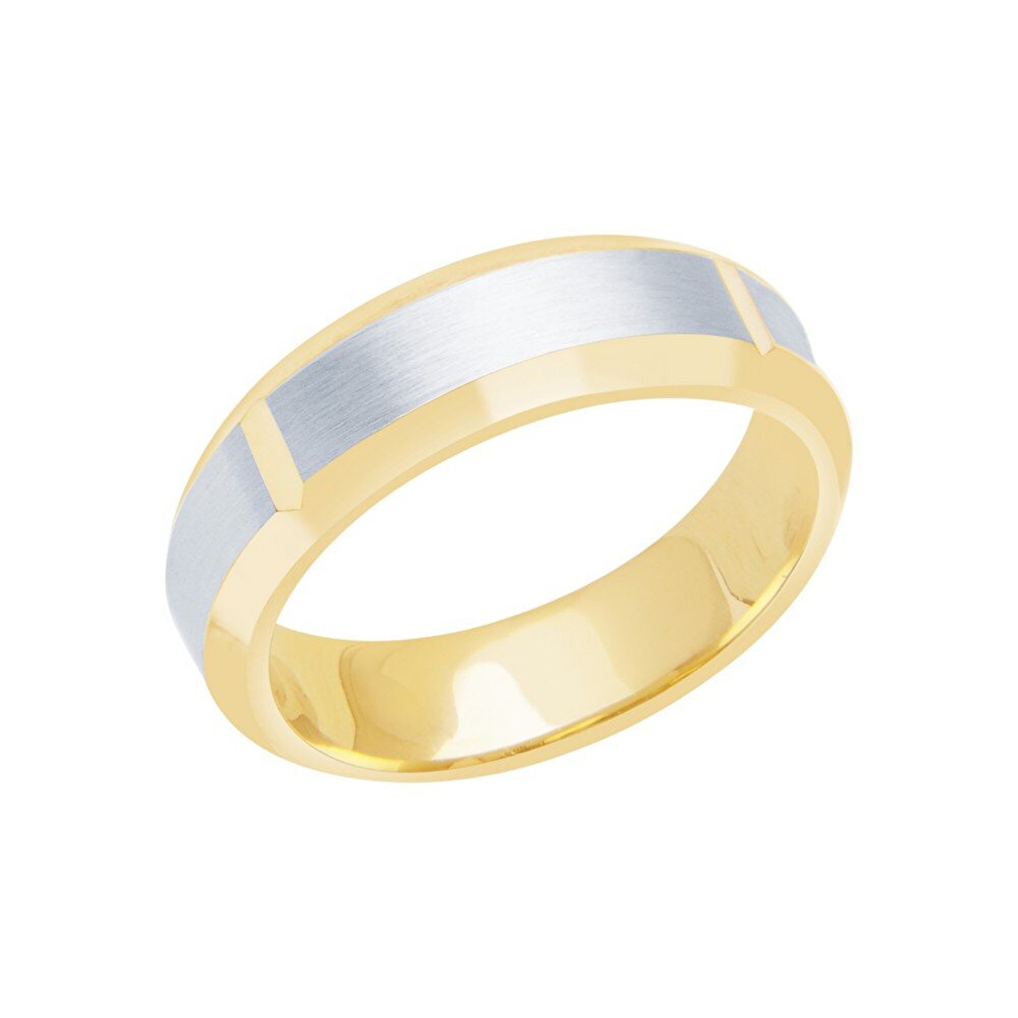 14 Ayar Sarı-Beyaz Altın Modern Alyans