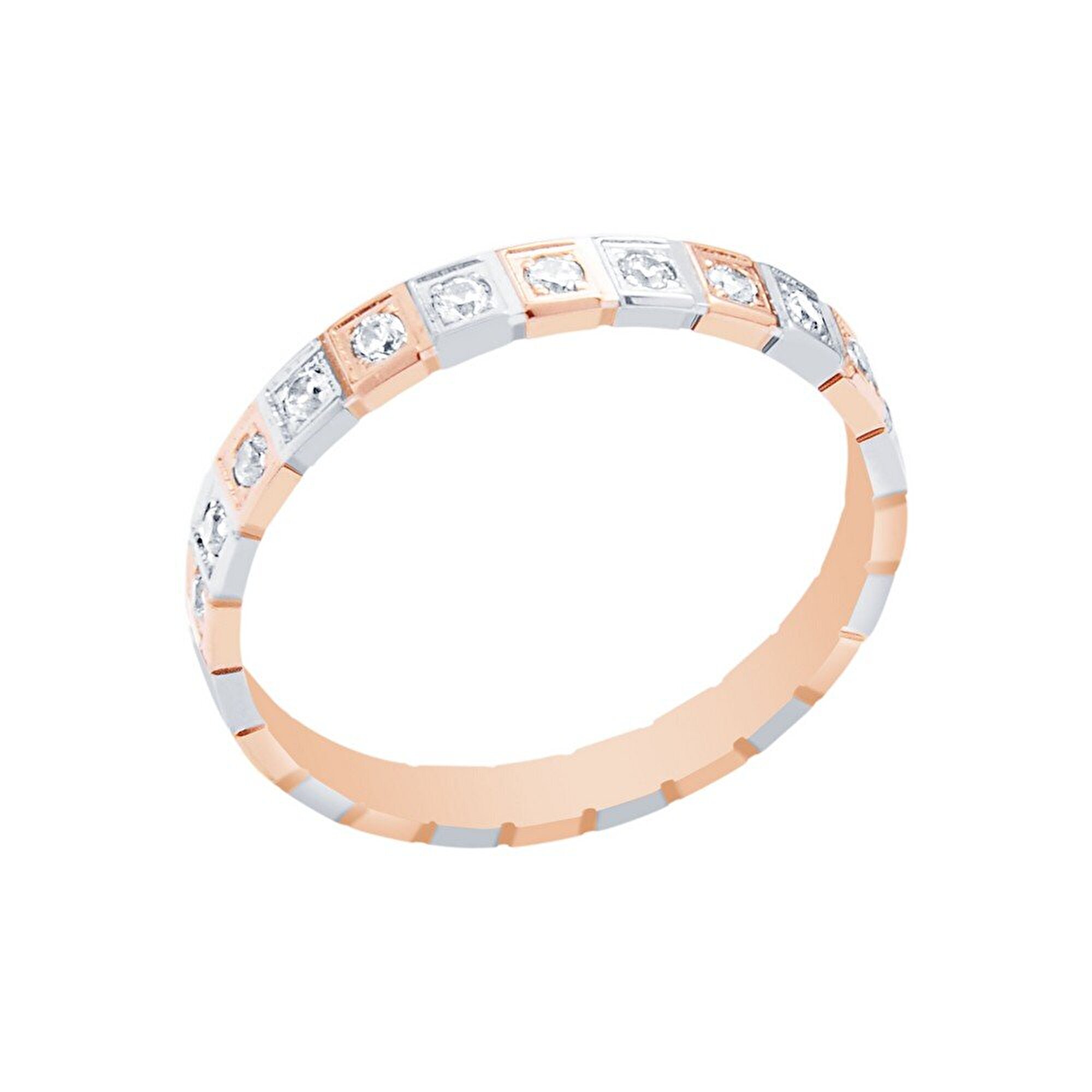 14 Ayar Beyaz-Rose Altın Modern Alyans