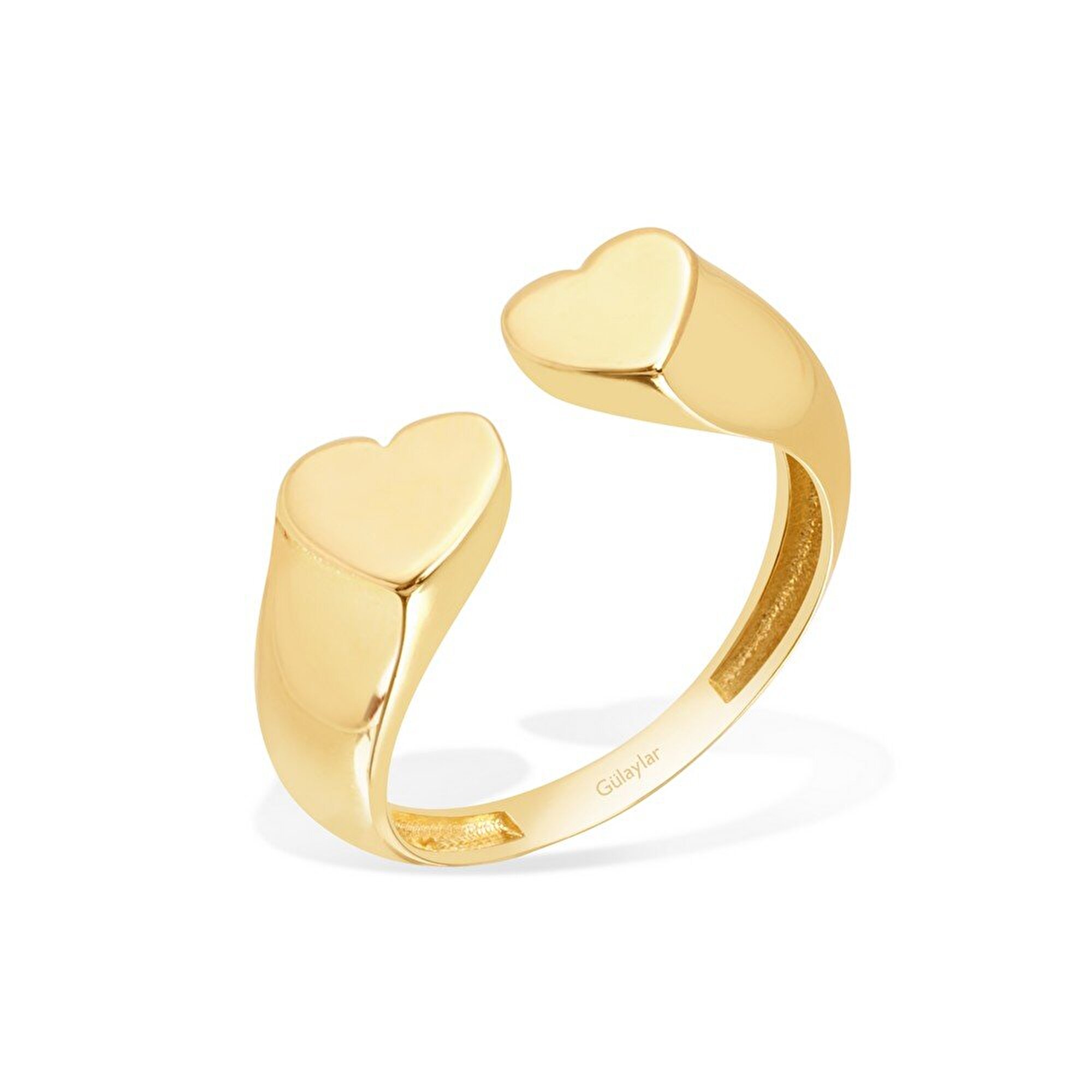 14 Ayar Sarı Altın Kalp Figürlü Yüzük