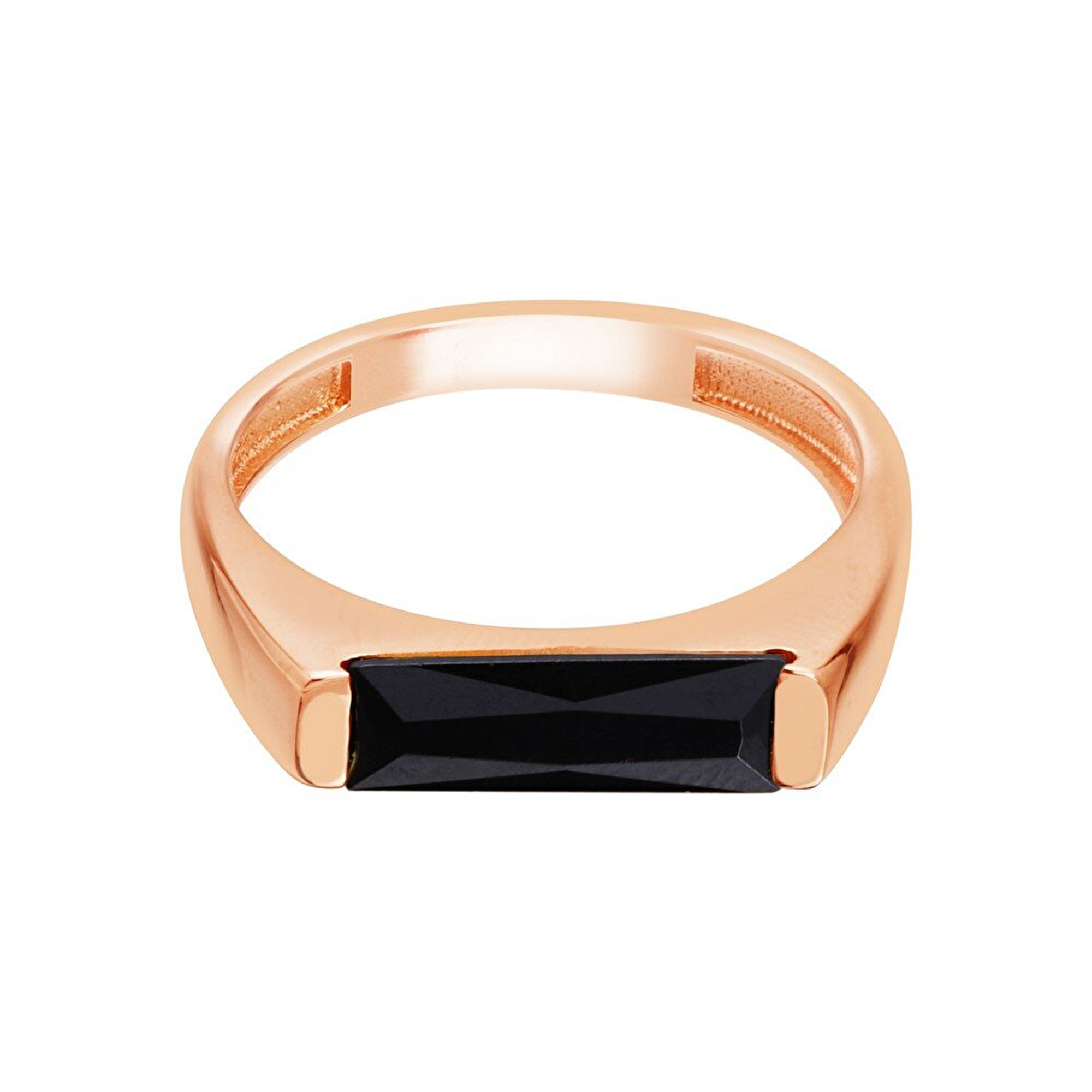 14 Ayar Rose Altın Siyah Taşlı Trend Yüzük