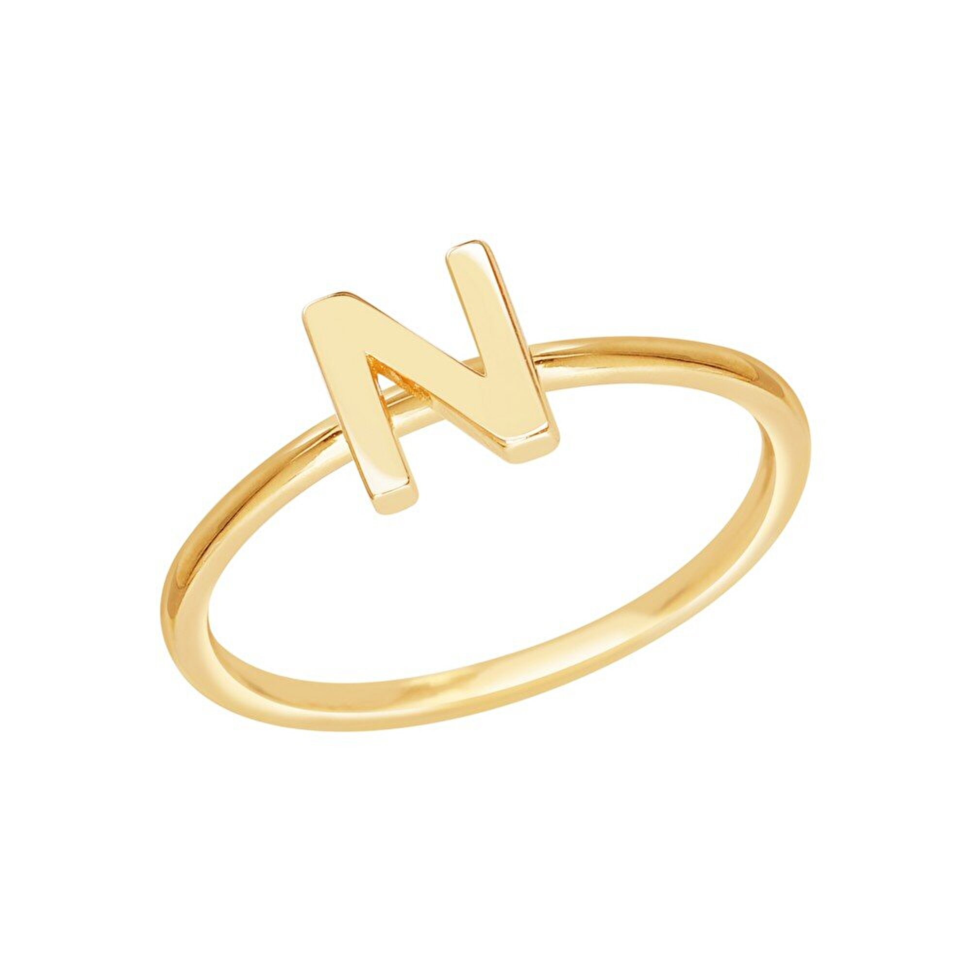 14 Ayar Sarı Altın N Harf Yüzük