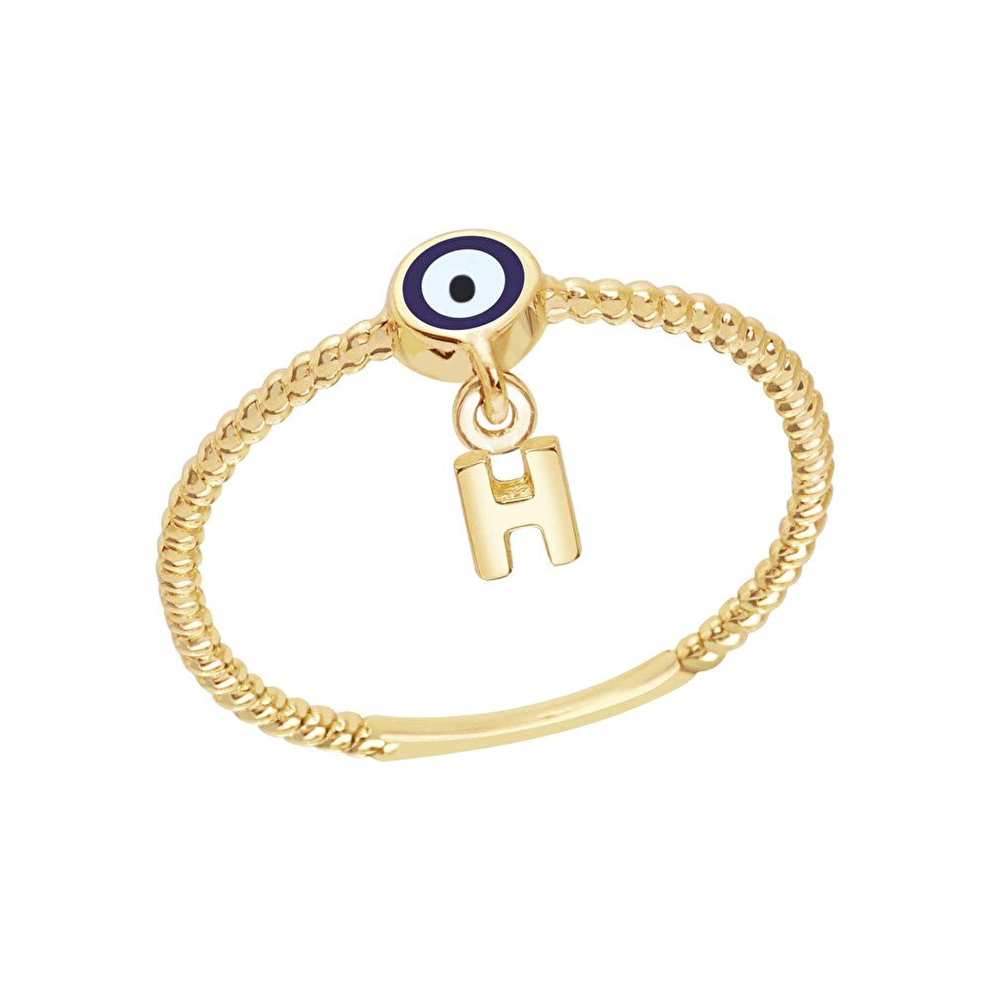 14 Ayar Sarı Altın H Harf Yüzük