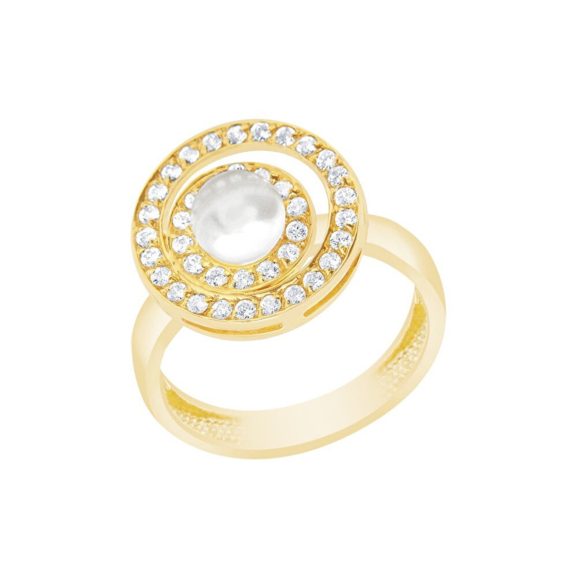 14 Ayar Sarı Altın İnci Yüzük