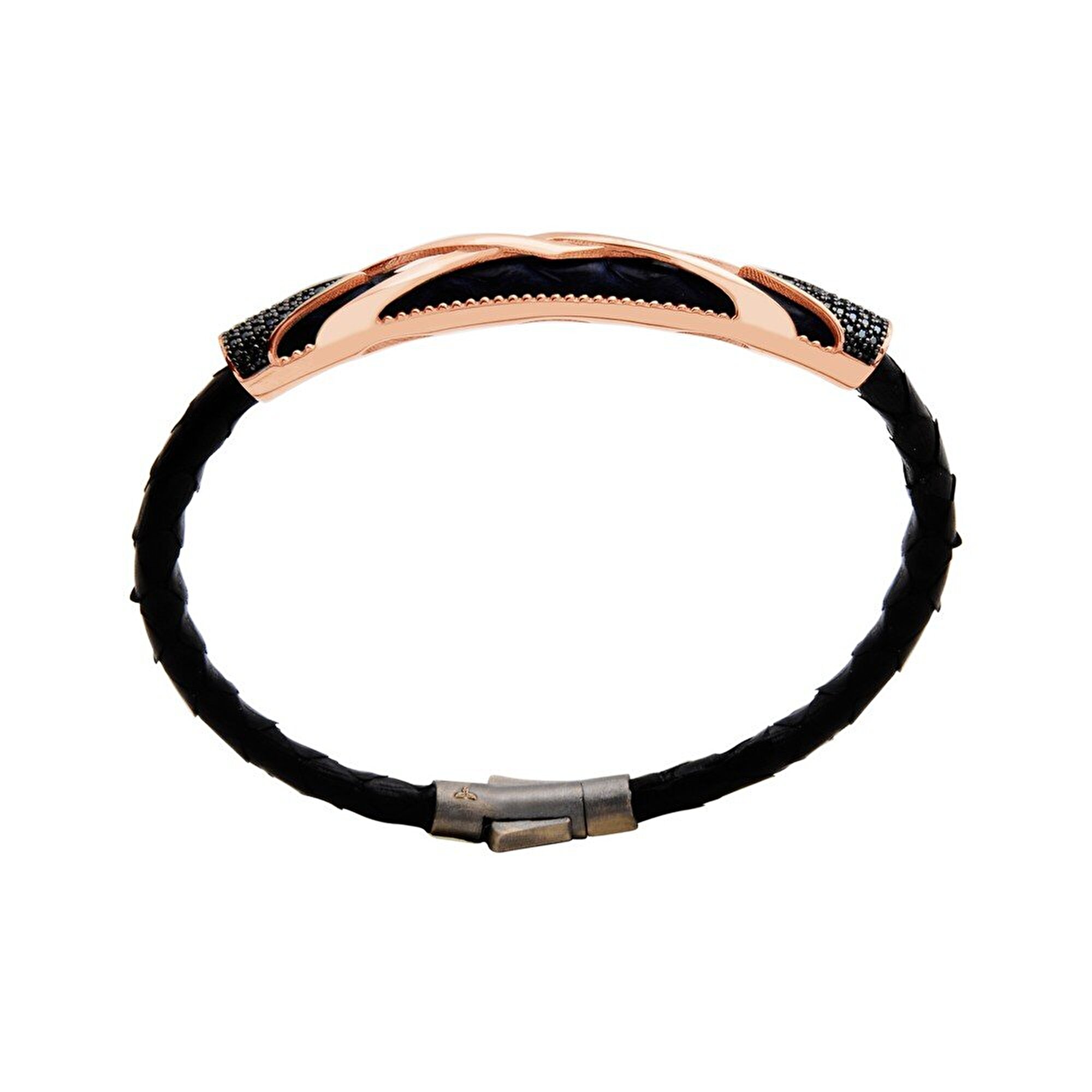 14 Ayar Rose Altın Deri Erkek Bileklik