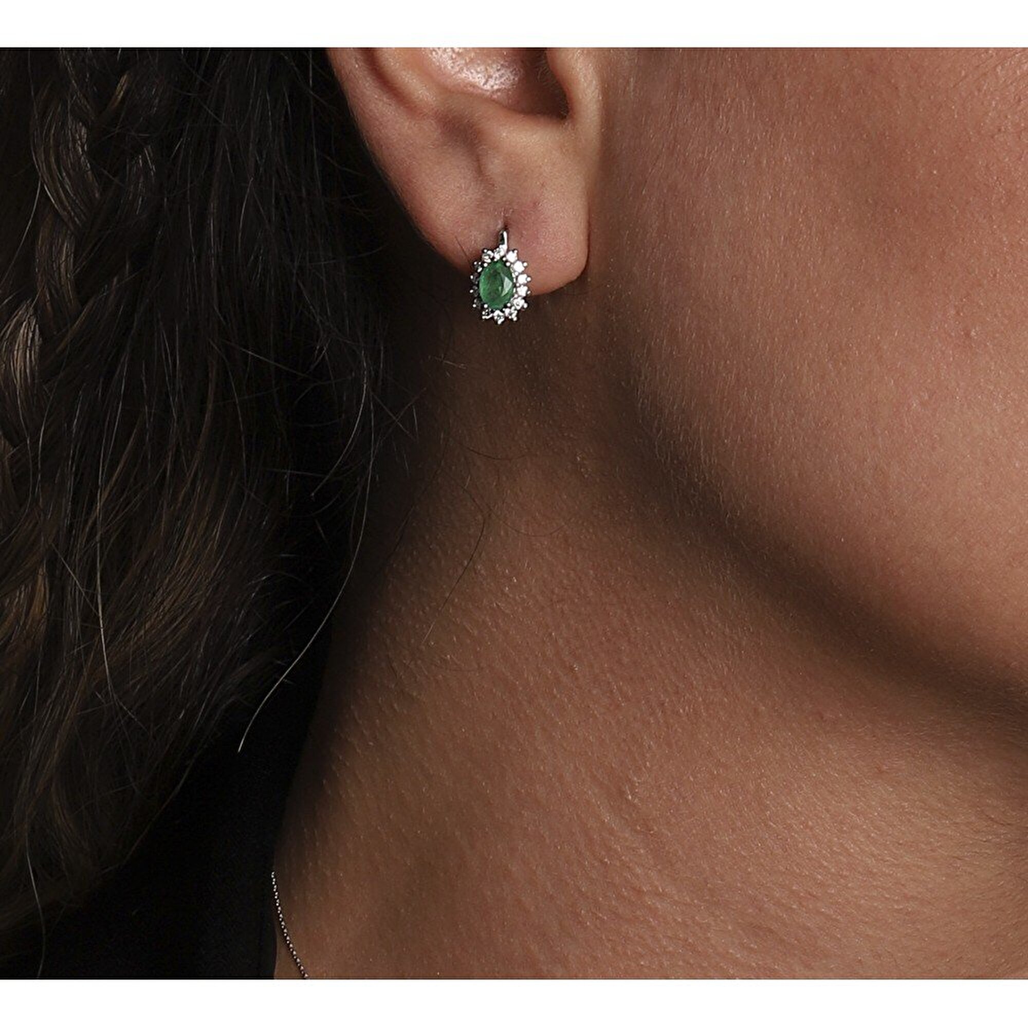 1,29 Karat Zümrüt Pırlanta Küpe