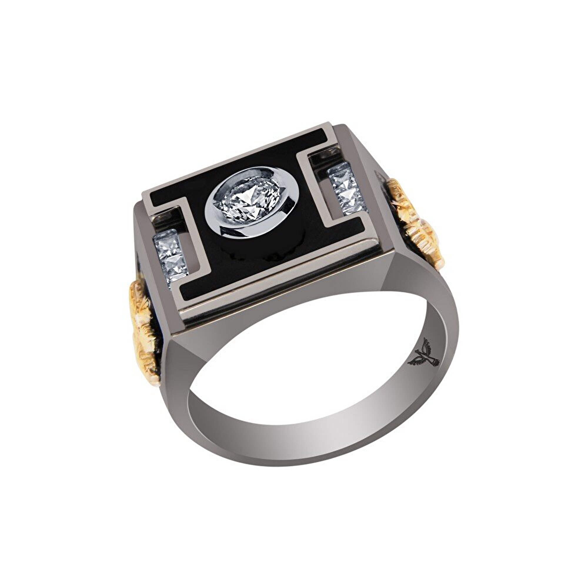 14 Ayar Siyah-Sarı Altın Erkek Yüzük