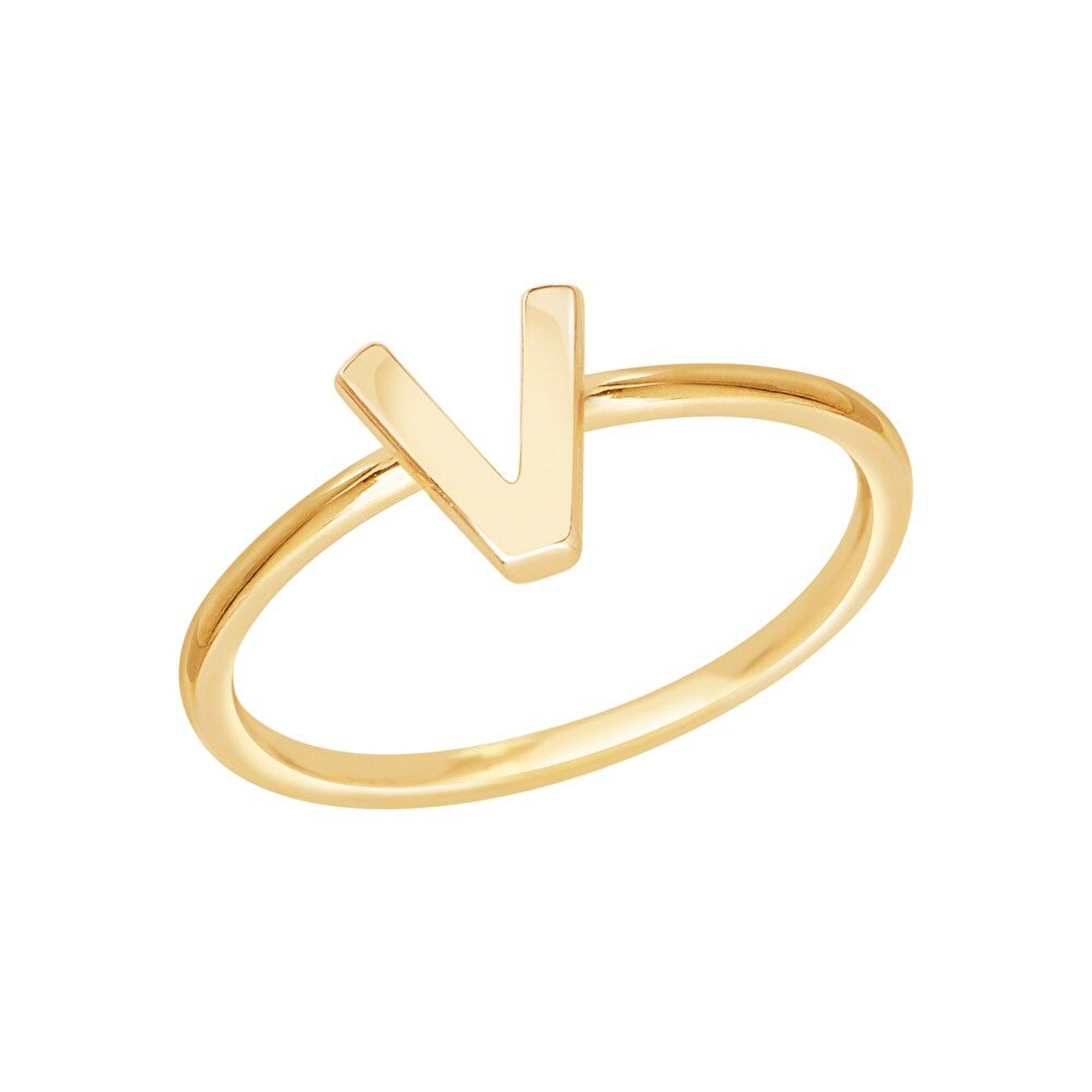 14 Ayar Sarı Altın V Harf Yüzük