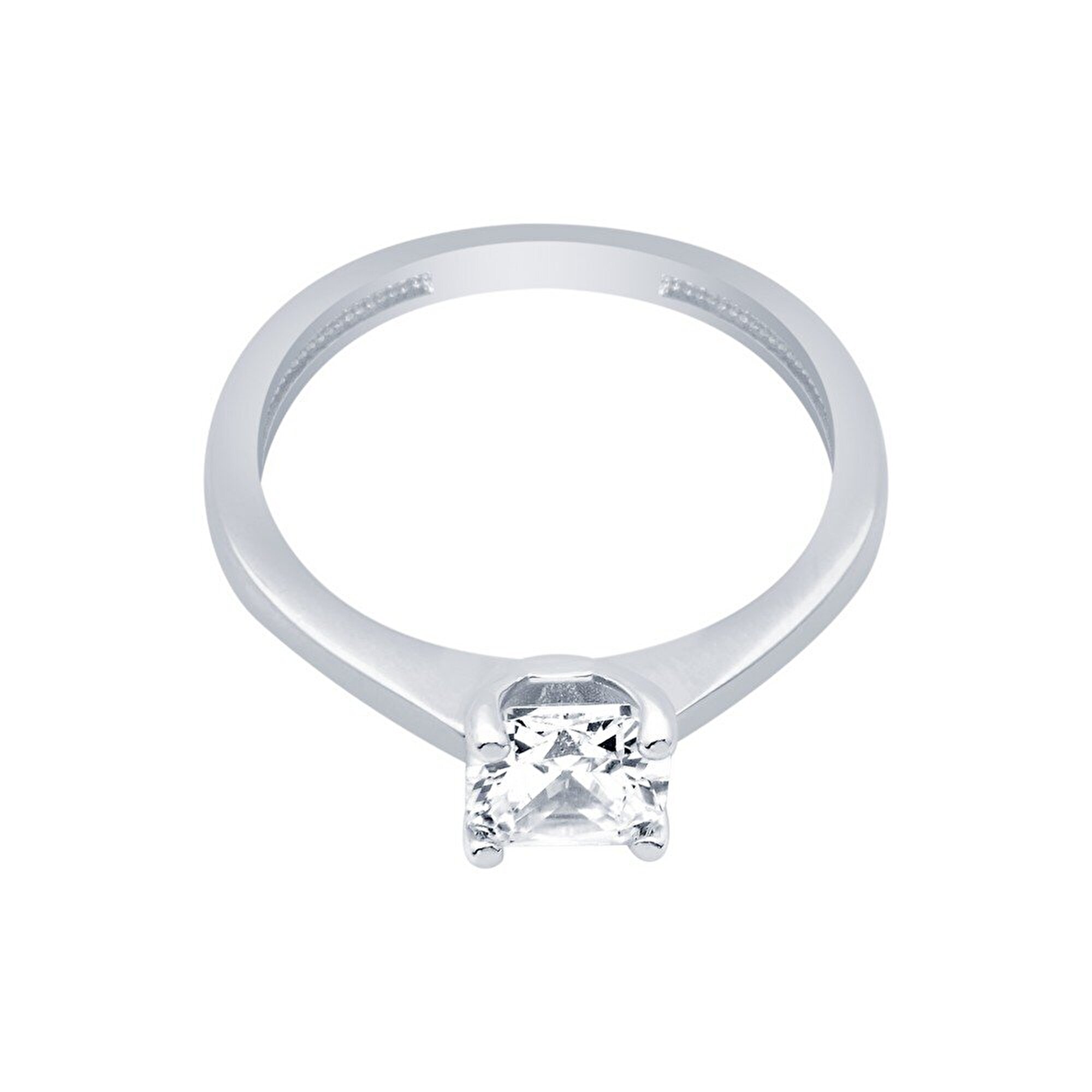 14 Ayar Beyaz Altın Tektaş Yüzük