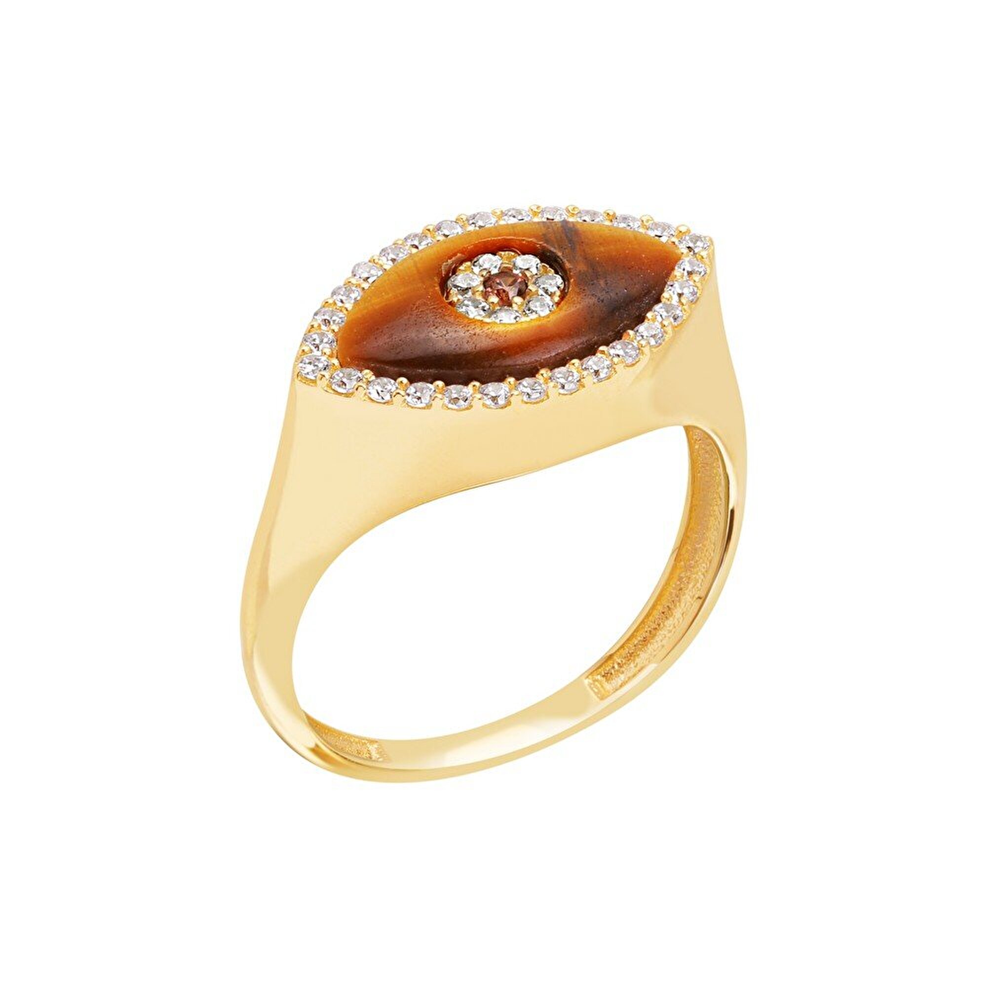 14 Ayar Sarı Altın Göz Figürlü Yüzük