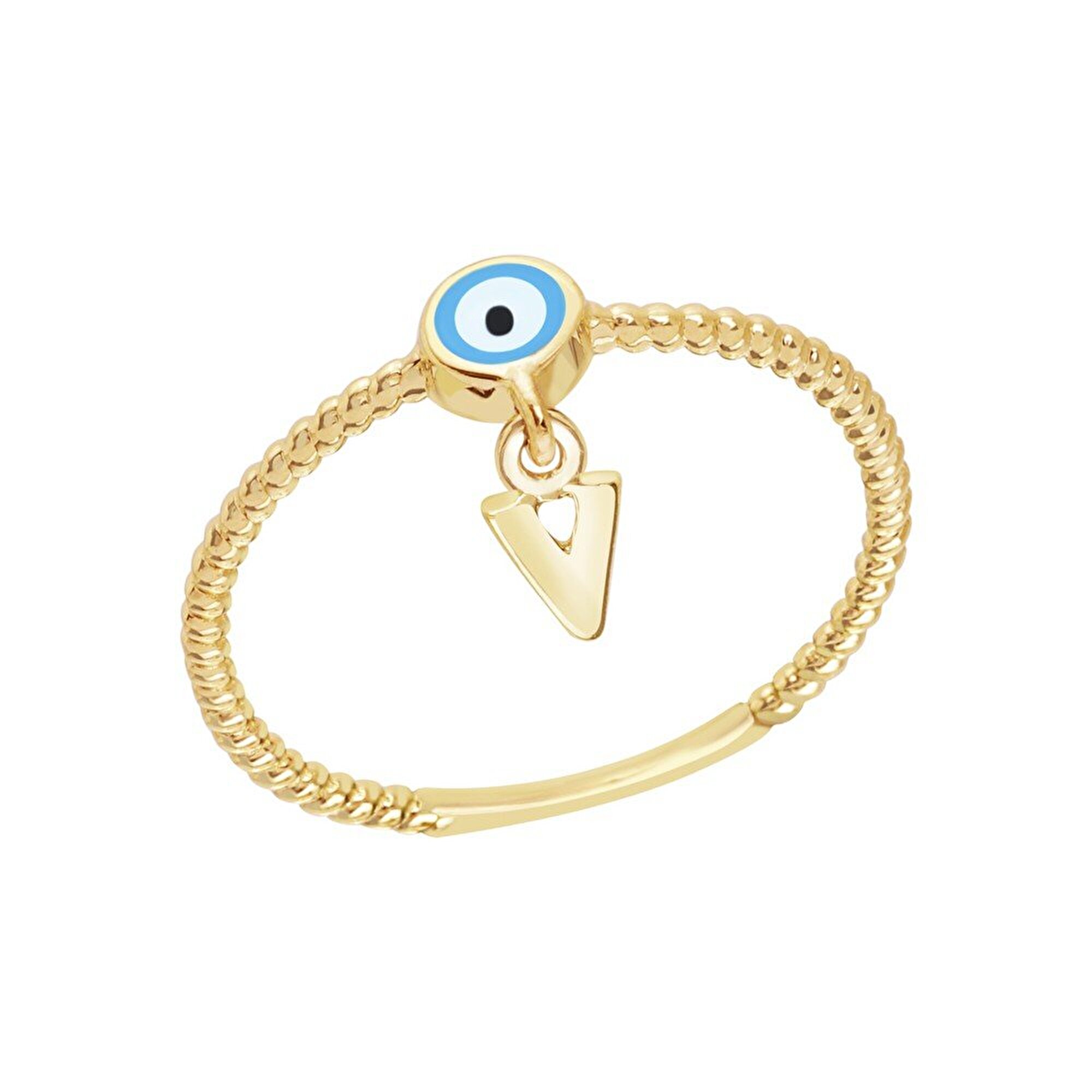 14 Ayar Sarı Altın V Harf Yüzük