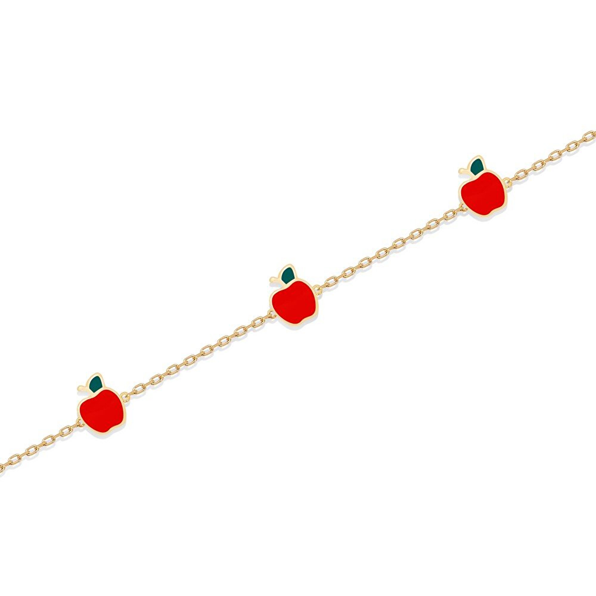 14 Ayar Sarı Altın Elma Figürlü Bileklik