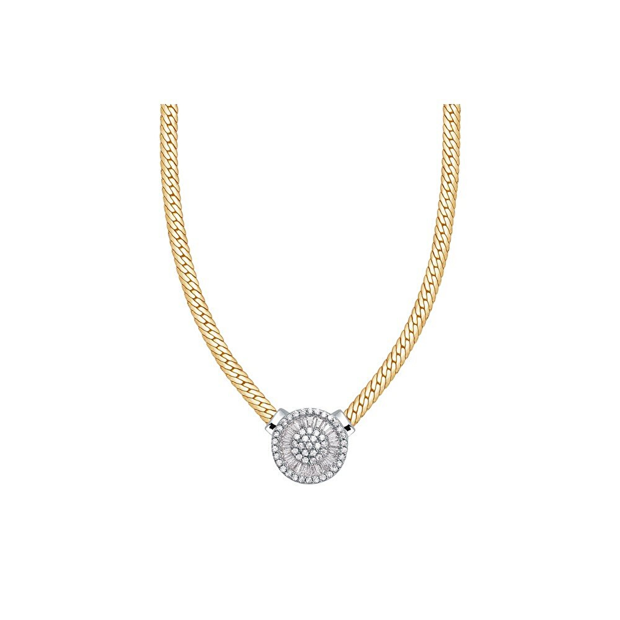 14 Ayar Sarı-Beyaz Altın Balık Sırtı Kolye