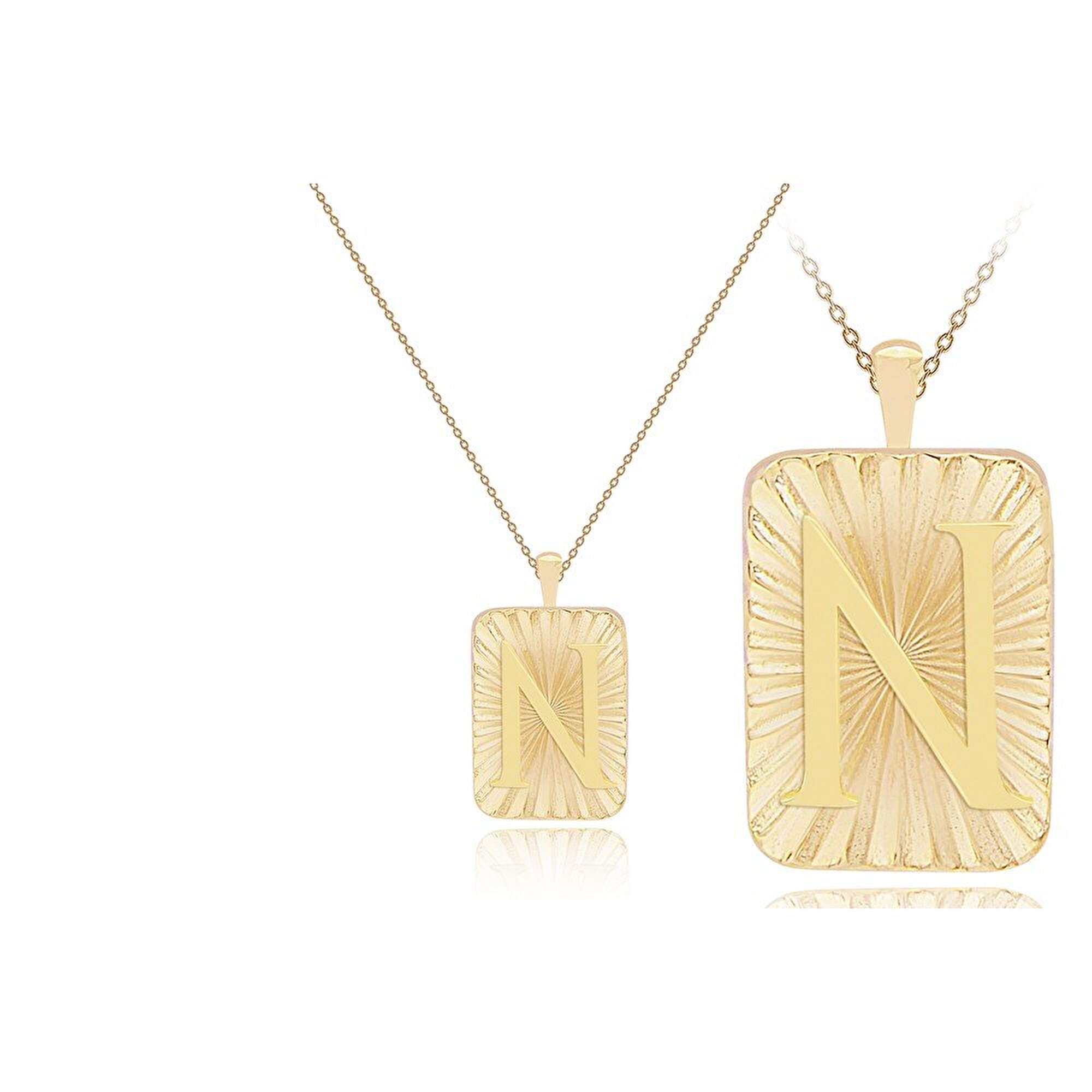 14 Ayar N Harf Plaka Kolye