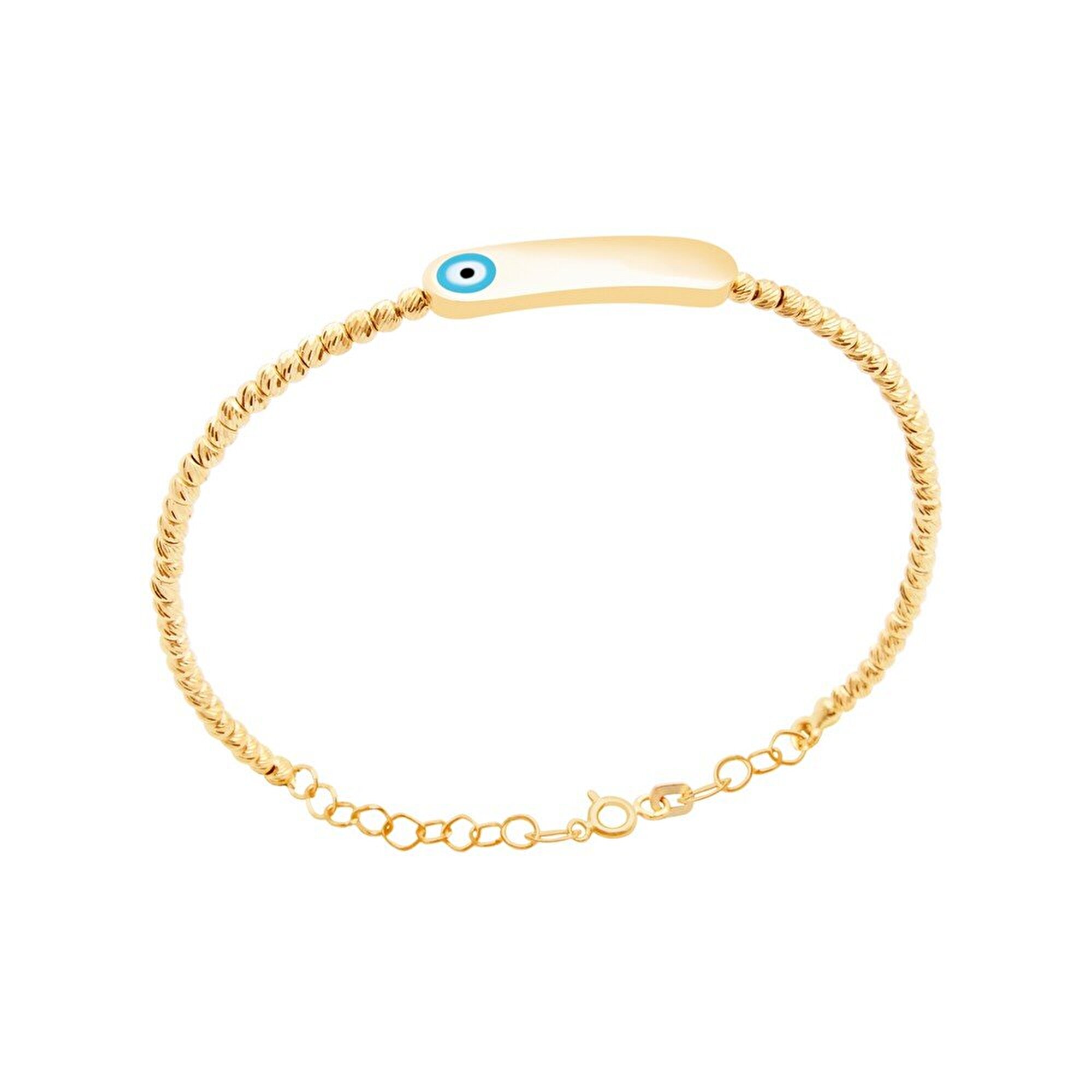 14 Ayar Sarı Altın Plaka Çocuk Bilezik