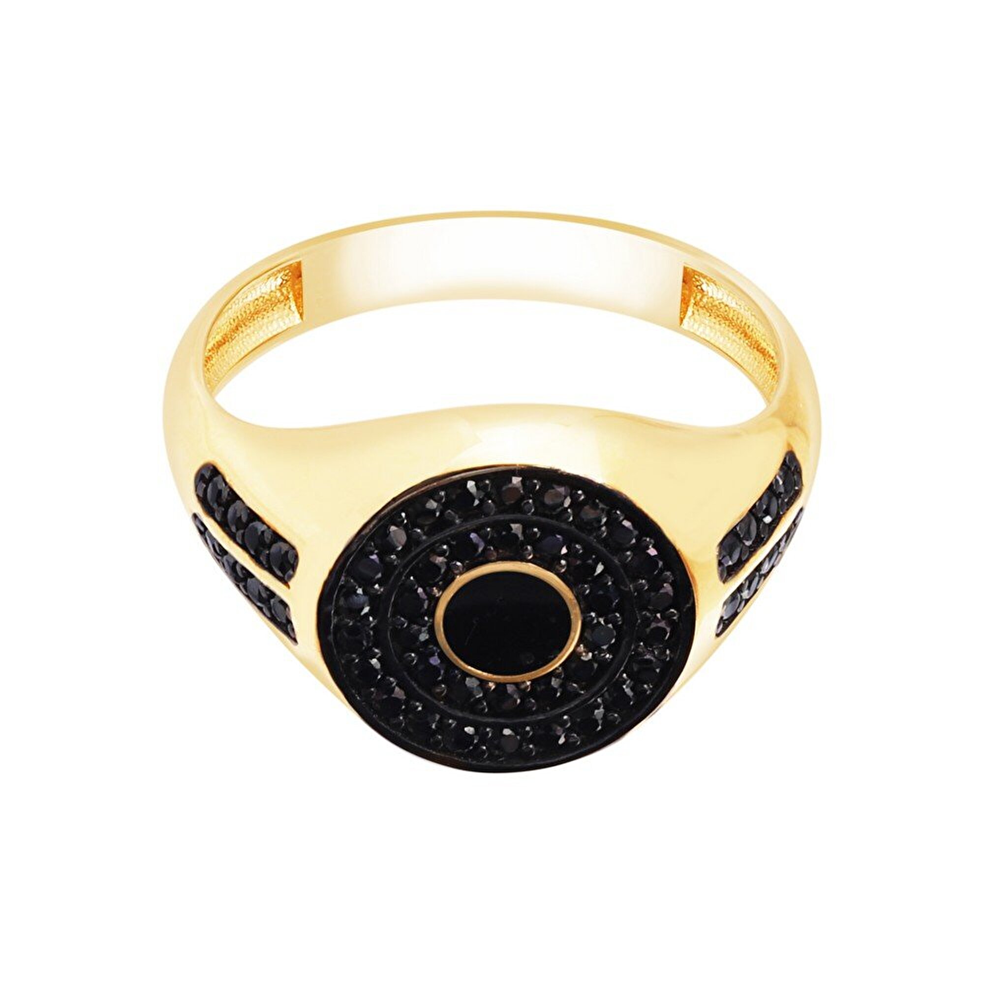 14 Ayar Sarı-Siyah Altın Erkek Yüzük