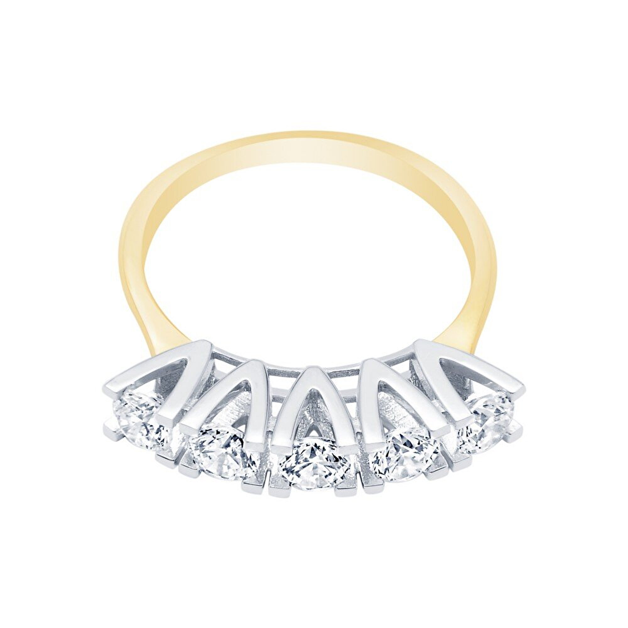 14 Ayar Sarı-Beyaz Altın Beştaş Yüzük