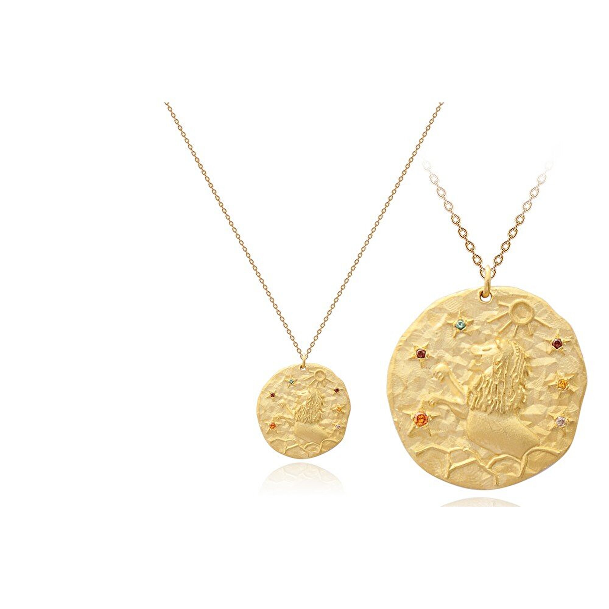 14 Ayar Sarı Altın Aslan Burç Kolye