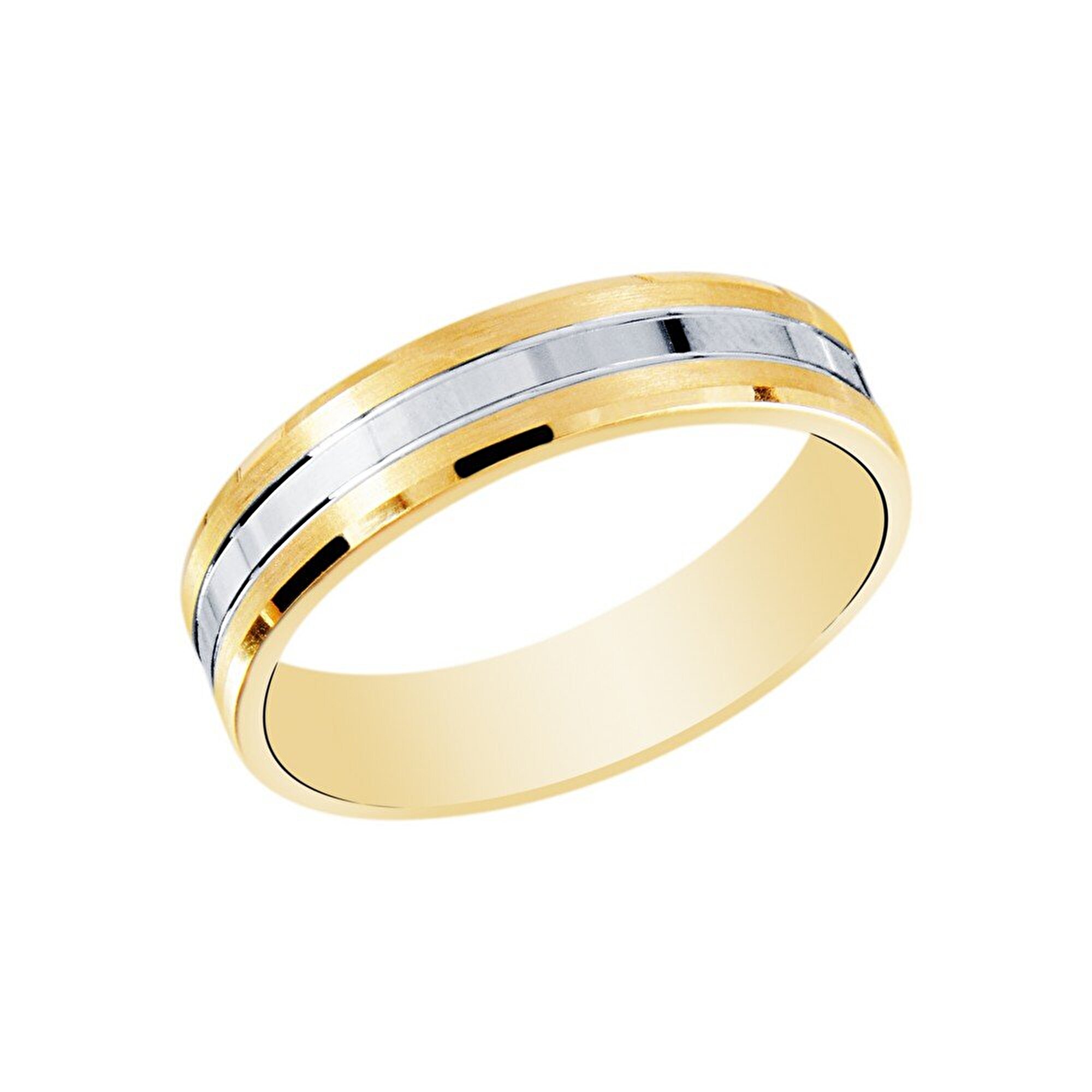 14 Ayar Sarı-Beyaz Altın Modern Alyans