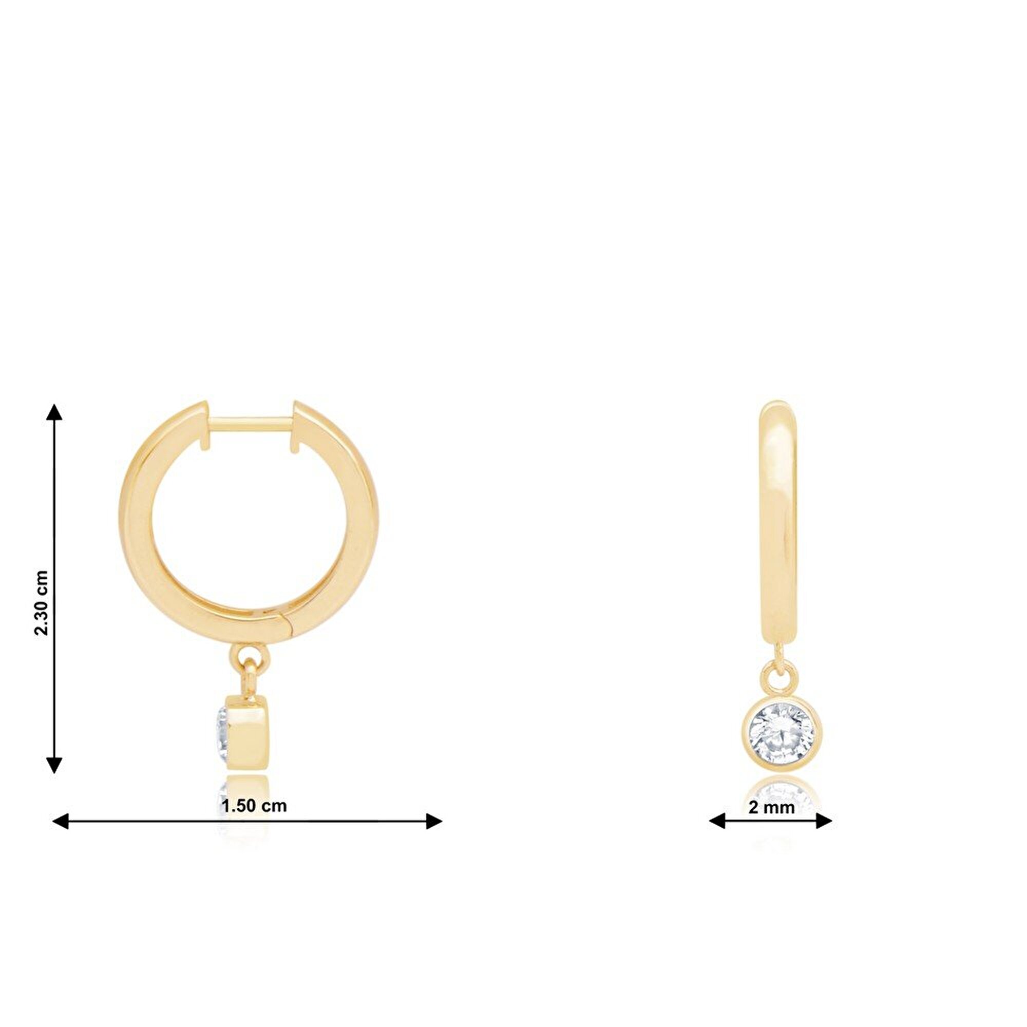 14 Ayar Sarı Altın Sallantılı Taşlı Küpe