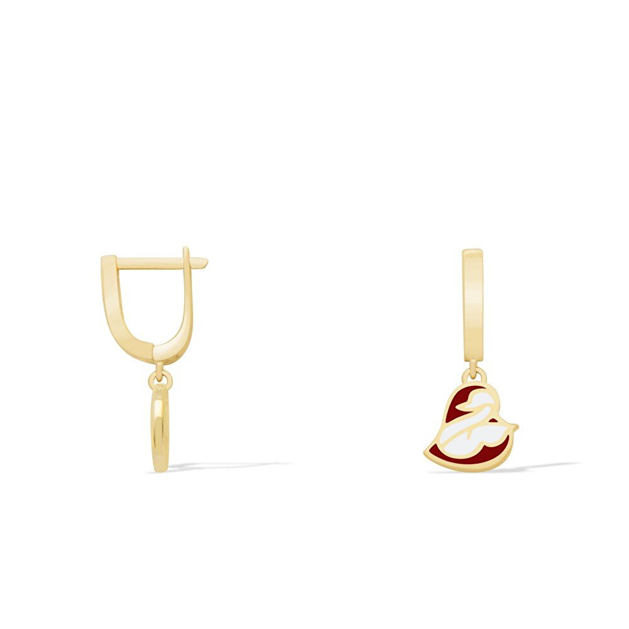 14 Ayar Sarı Altın Kalp Figürlü Küpe