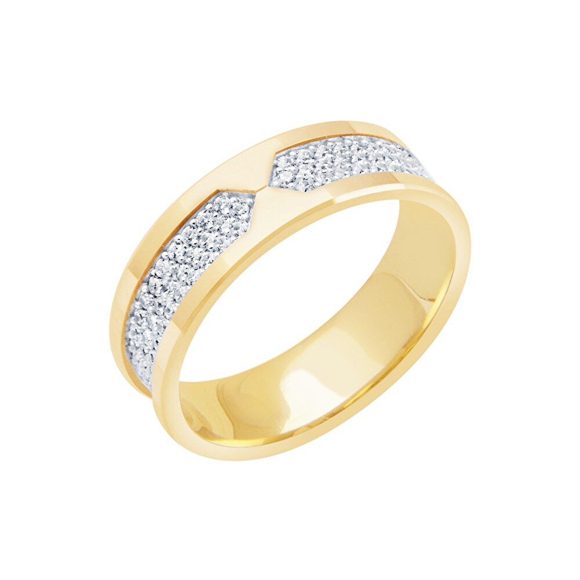 14 Ayar Sarı-Beyaz Altın Modern Alyans