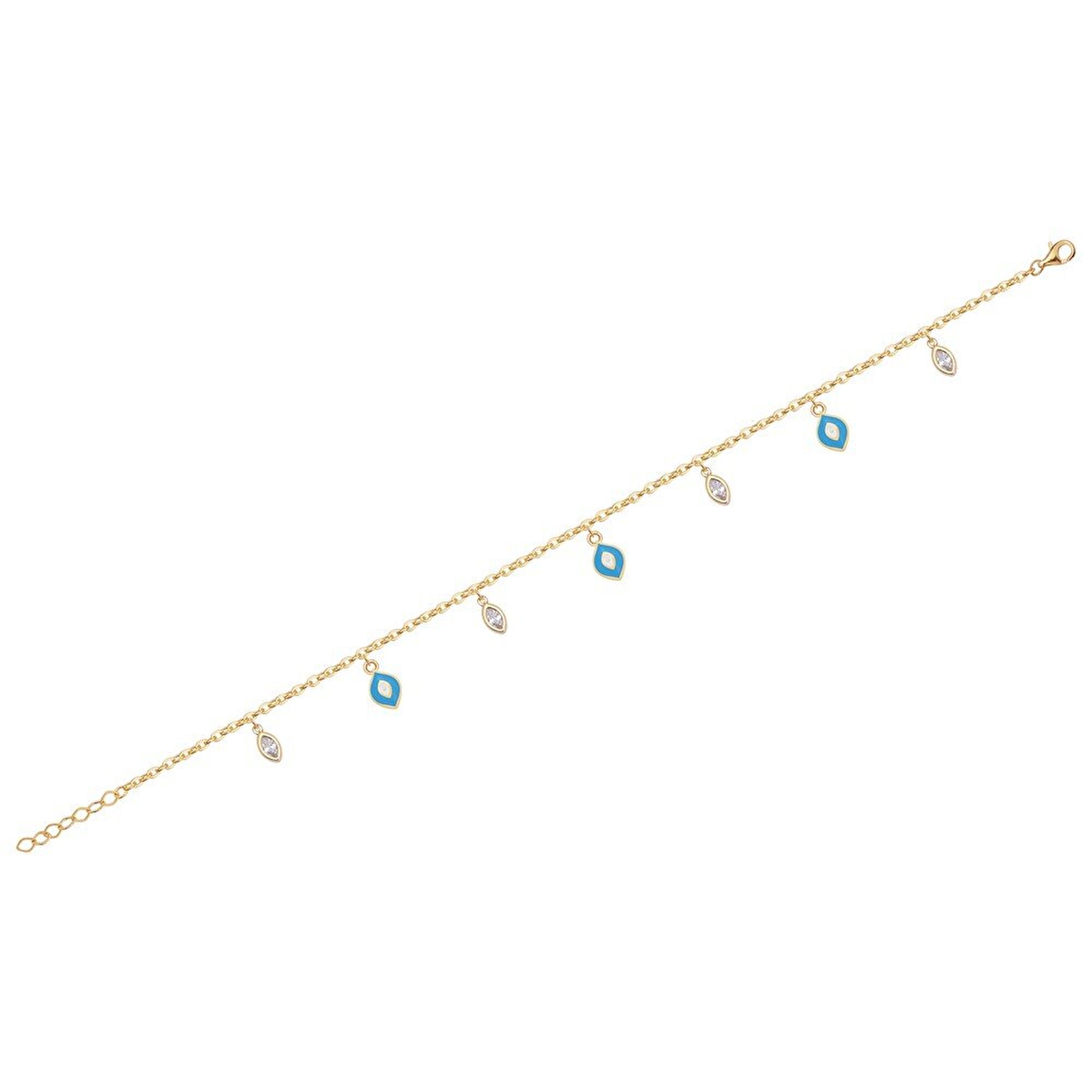 14 Ayar Sarı Altın Nazar Boncuklu Bileklik