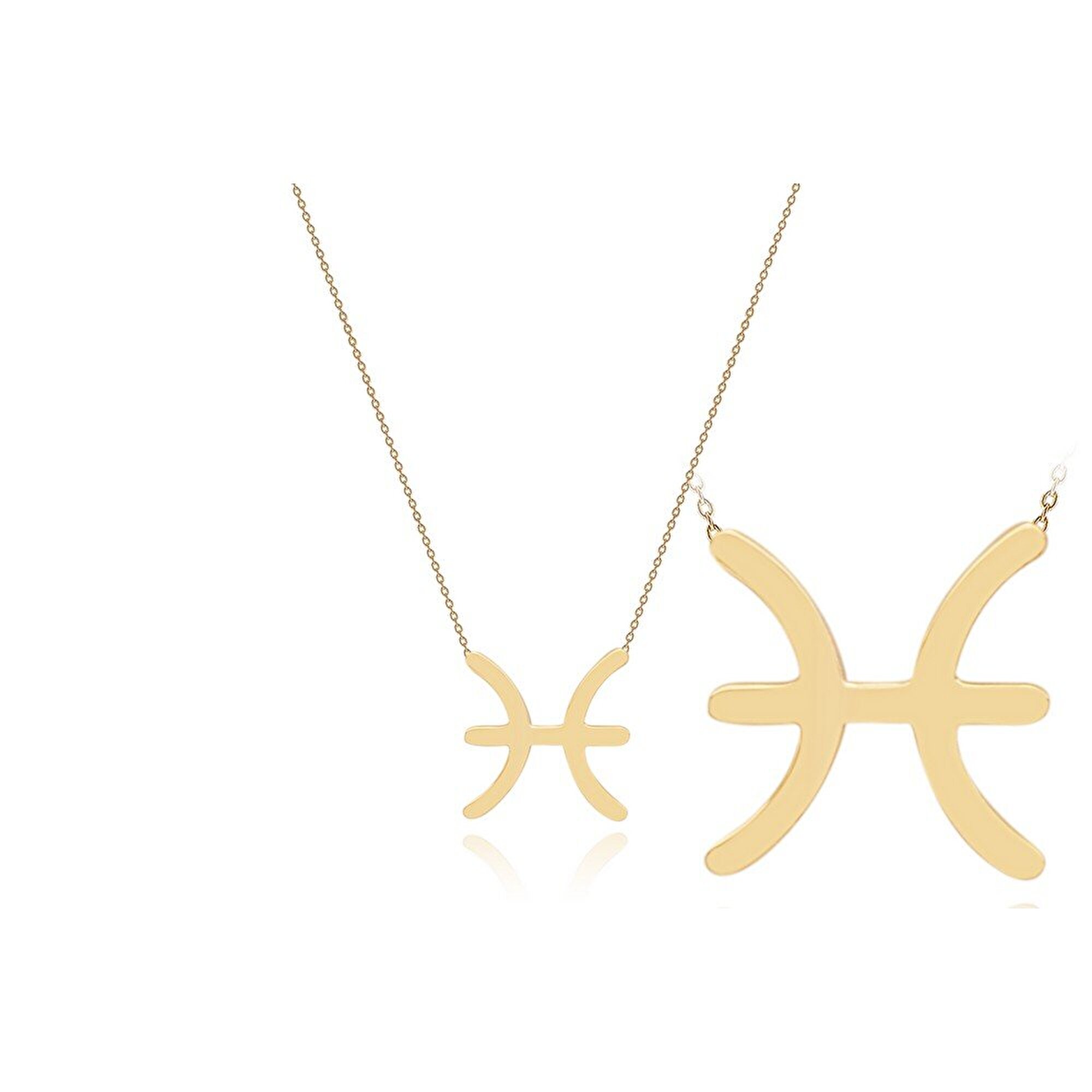 14 Ayar Sarı Altın Balık Burç Kolye