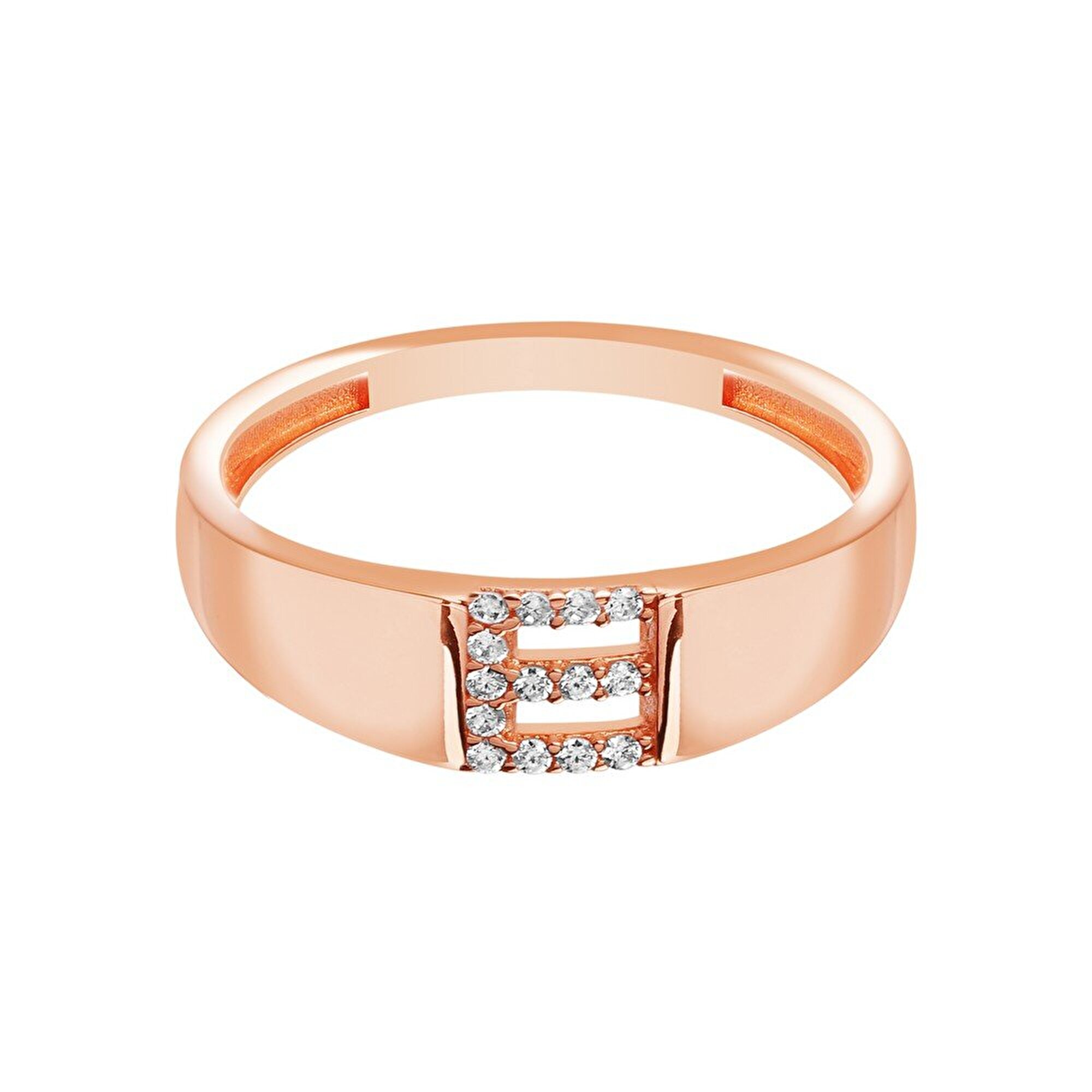 14 Ayar Rose Altın E Harf Yüzük