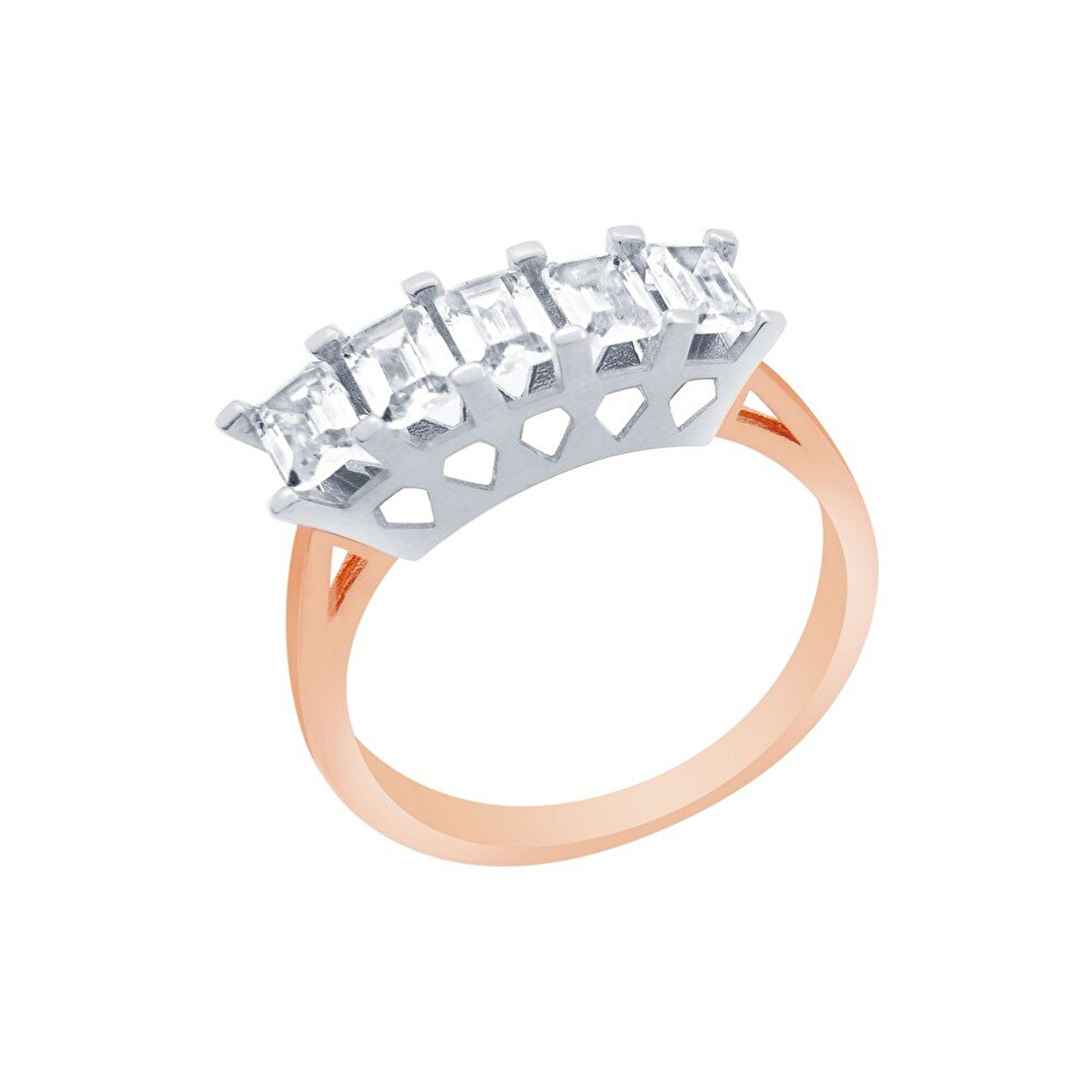 14 Ayar Rose-Beyaz Altın Beştaş Yüzük