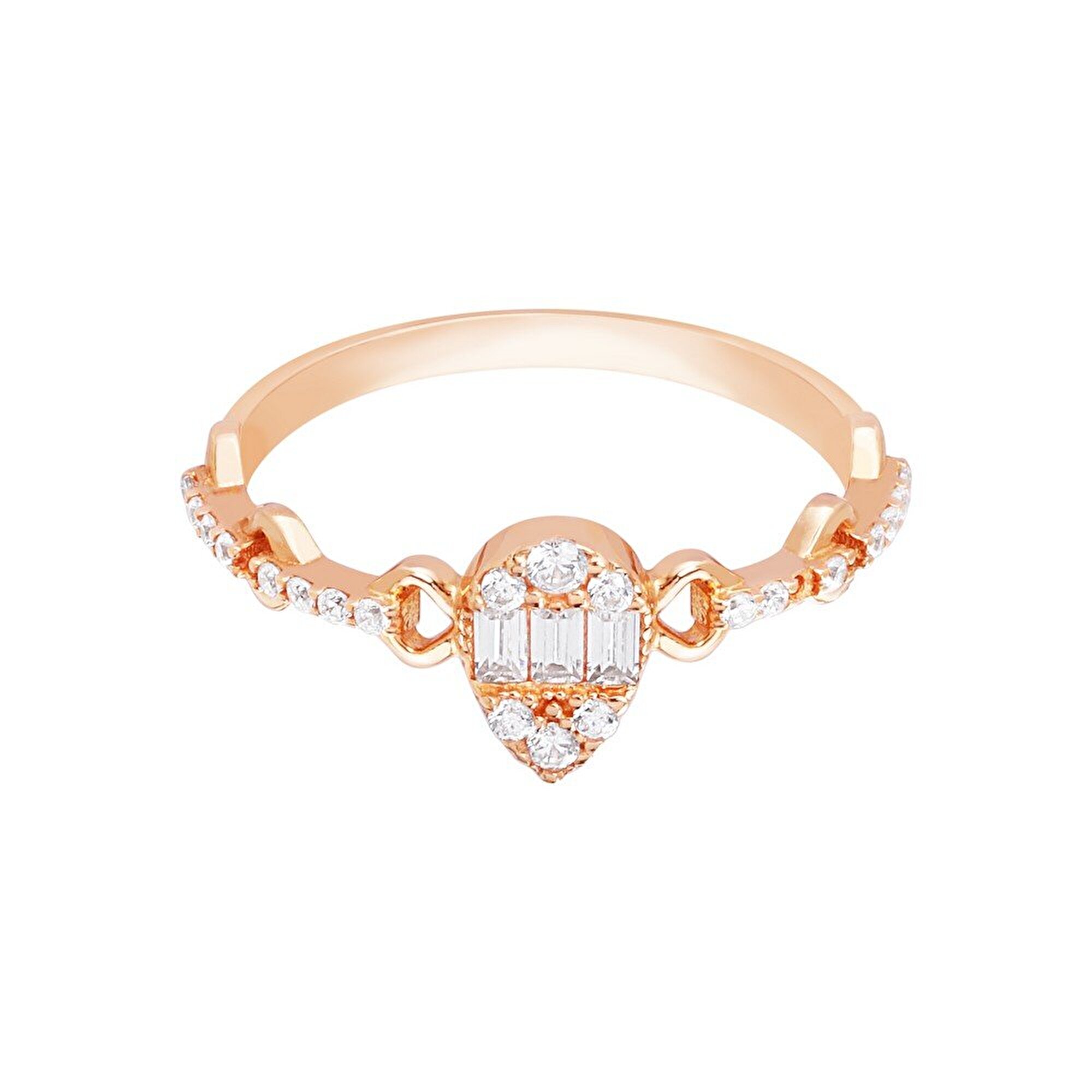 14 Ayar Rose Altın Baget Yüzük