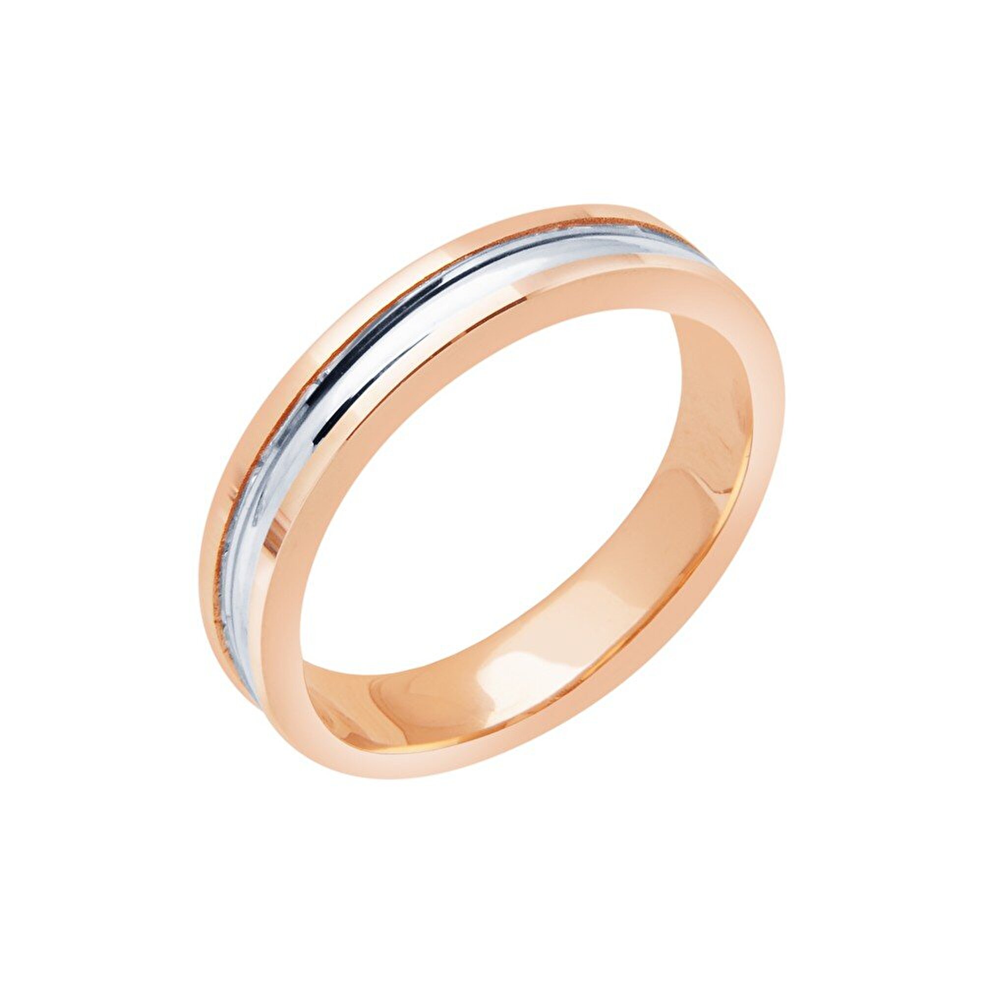 14 Ayar Beyaz-Rose Altın Modern Alyans