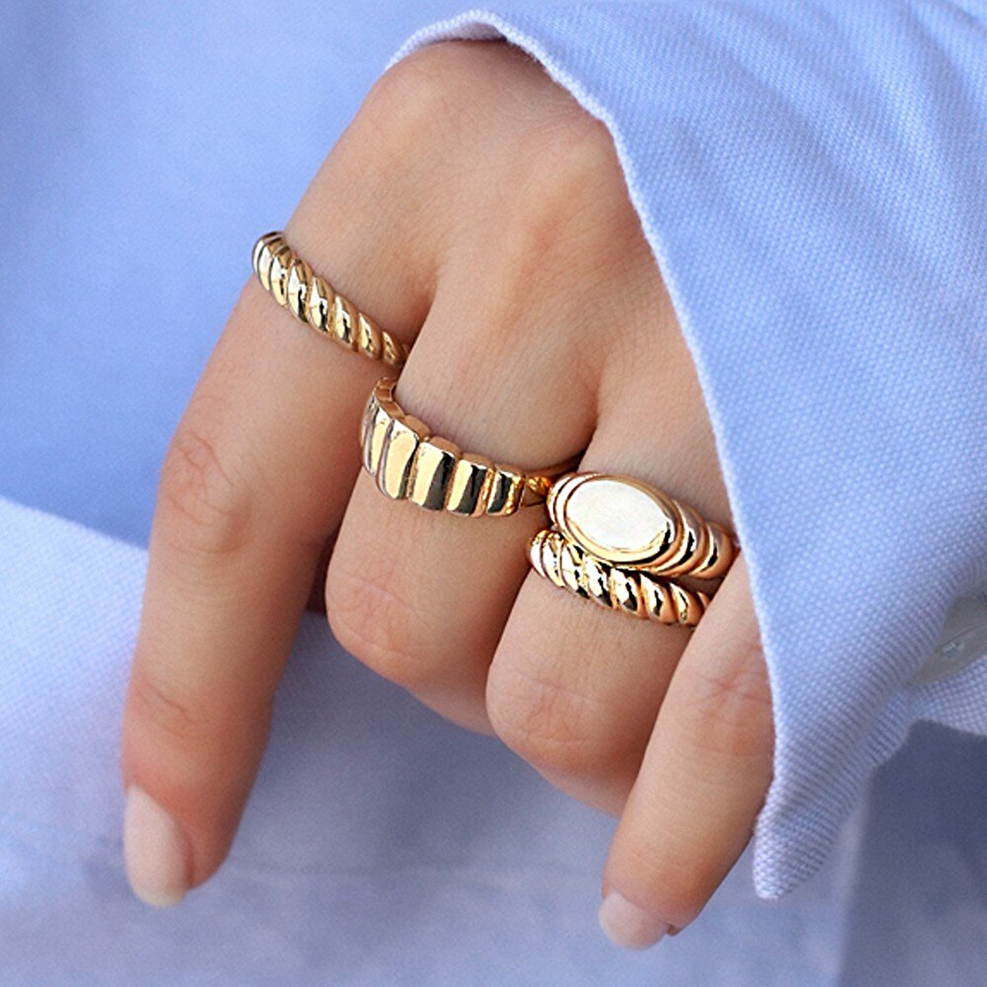 14 Ayar Sarı Altın Kişiye Özel Harf Yüzük