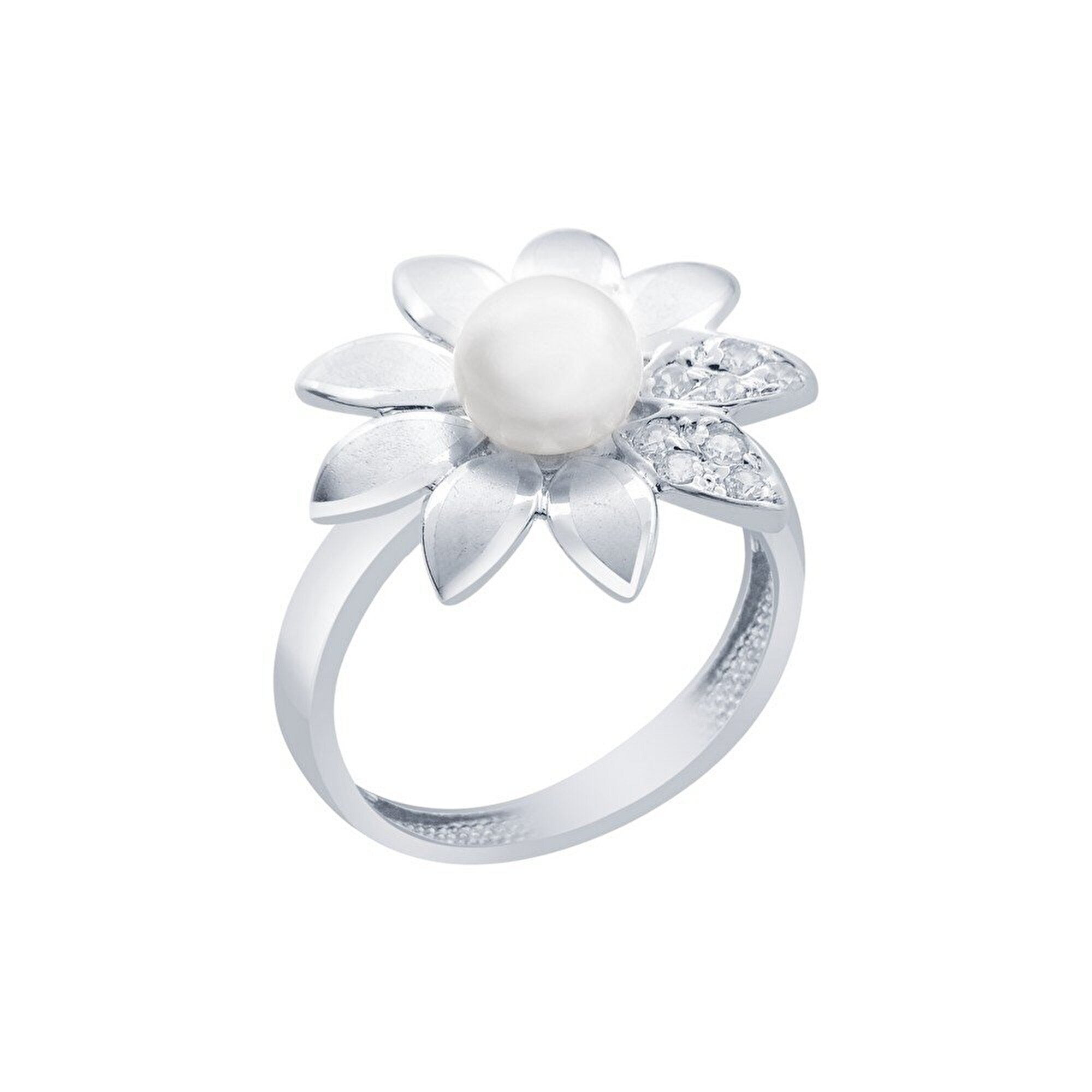 14 Ayar Beyaz Altın İnci Yüzük