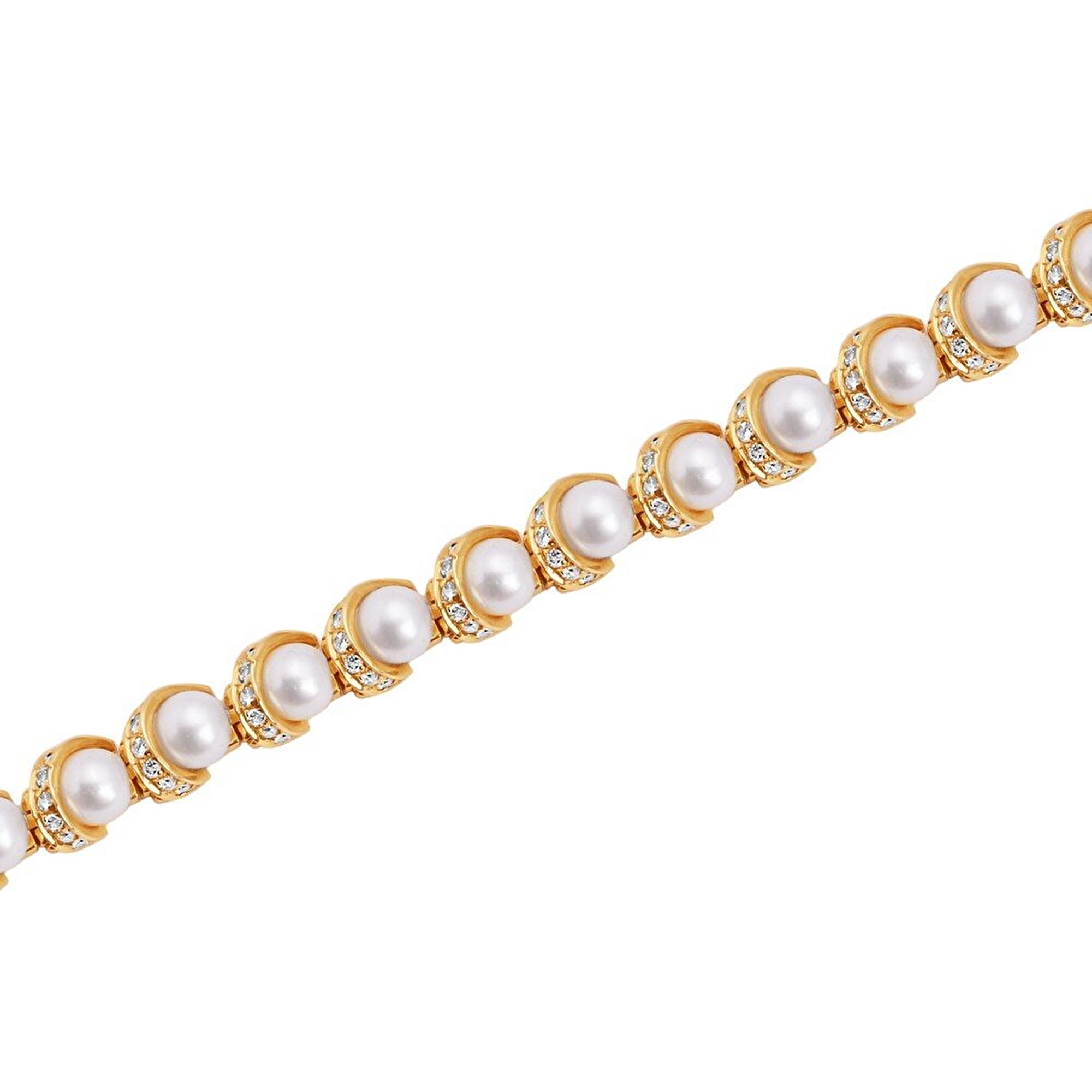 14 Ayar Sarı Altın İnci Bileklik