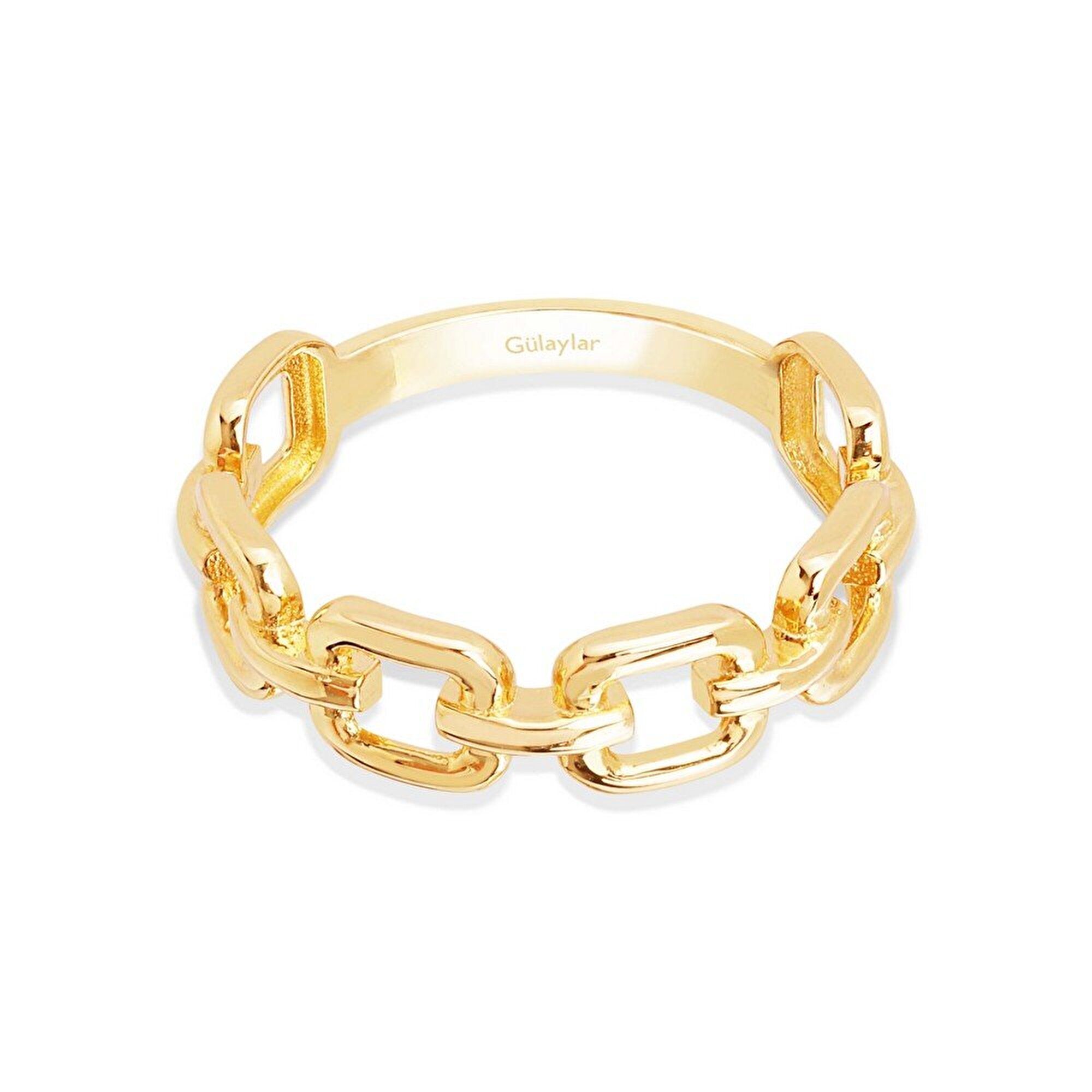 14 Ayar Sarı Altın Trend Zincir Yüzük