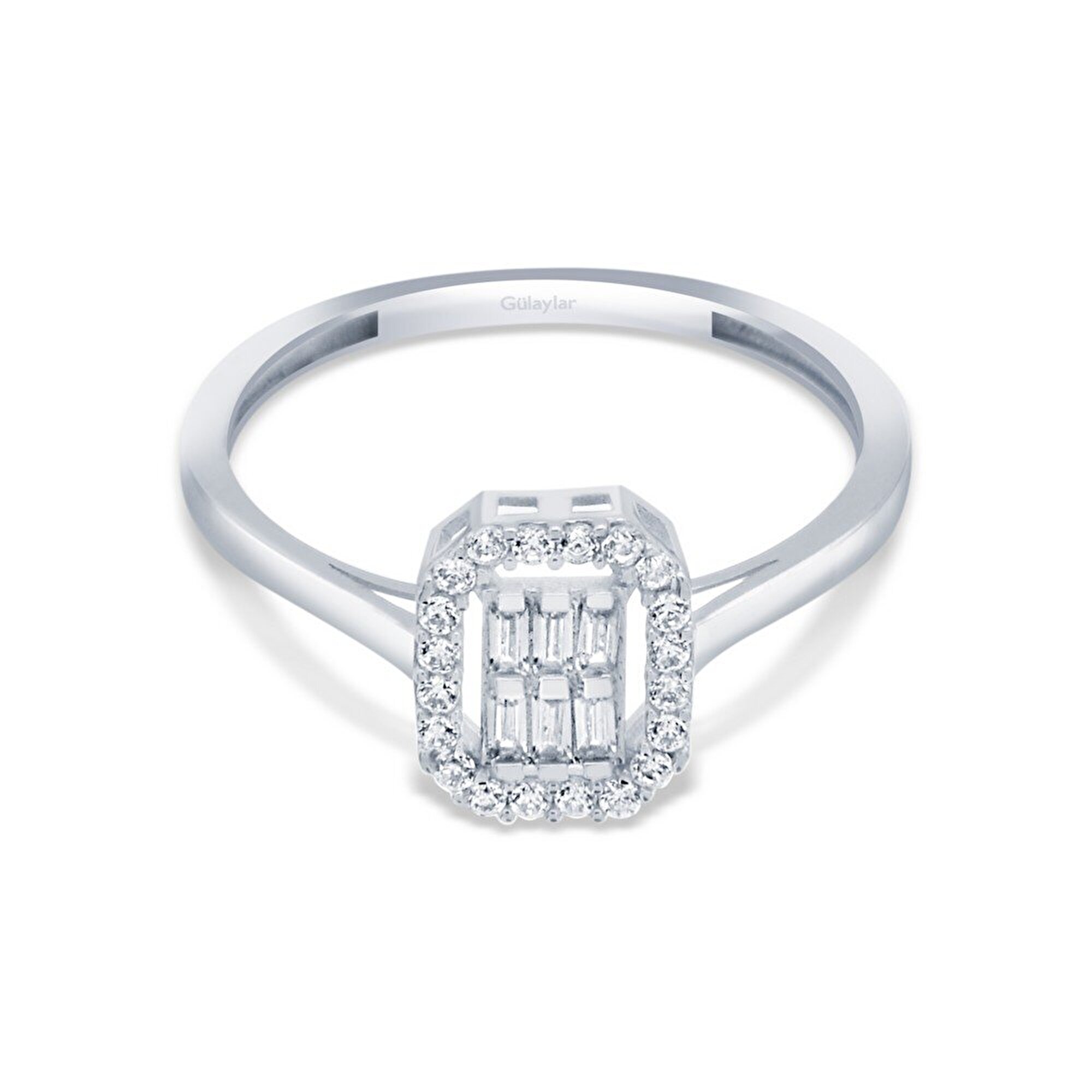 8 Ayar Beyaz Altın Baget Yüzük