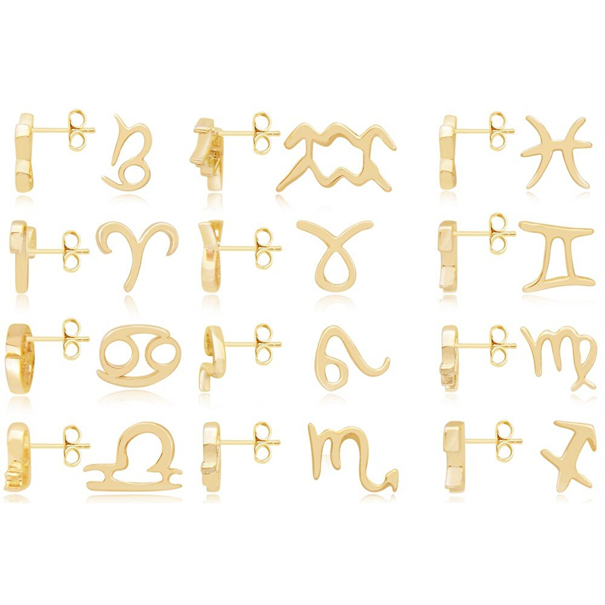 14 Ayar Sarı Altın Yengeç Burç Küpe