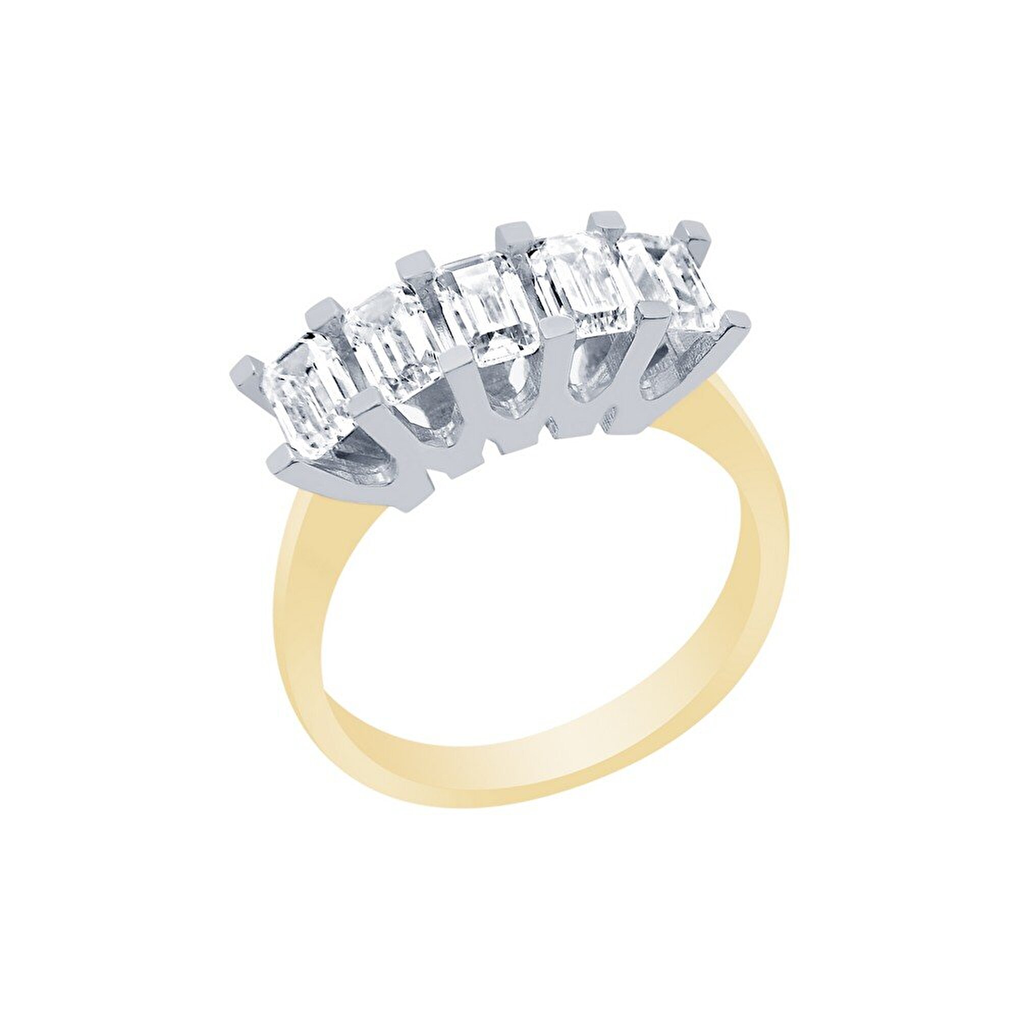 14 Ayar Sarı-Beyaz Altın Beştaş Yüzük