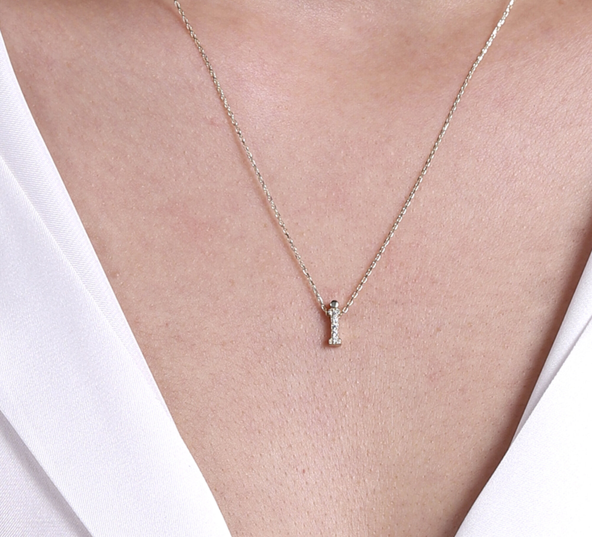 14 Ayar Sarı Altın İ Harf Kolye