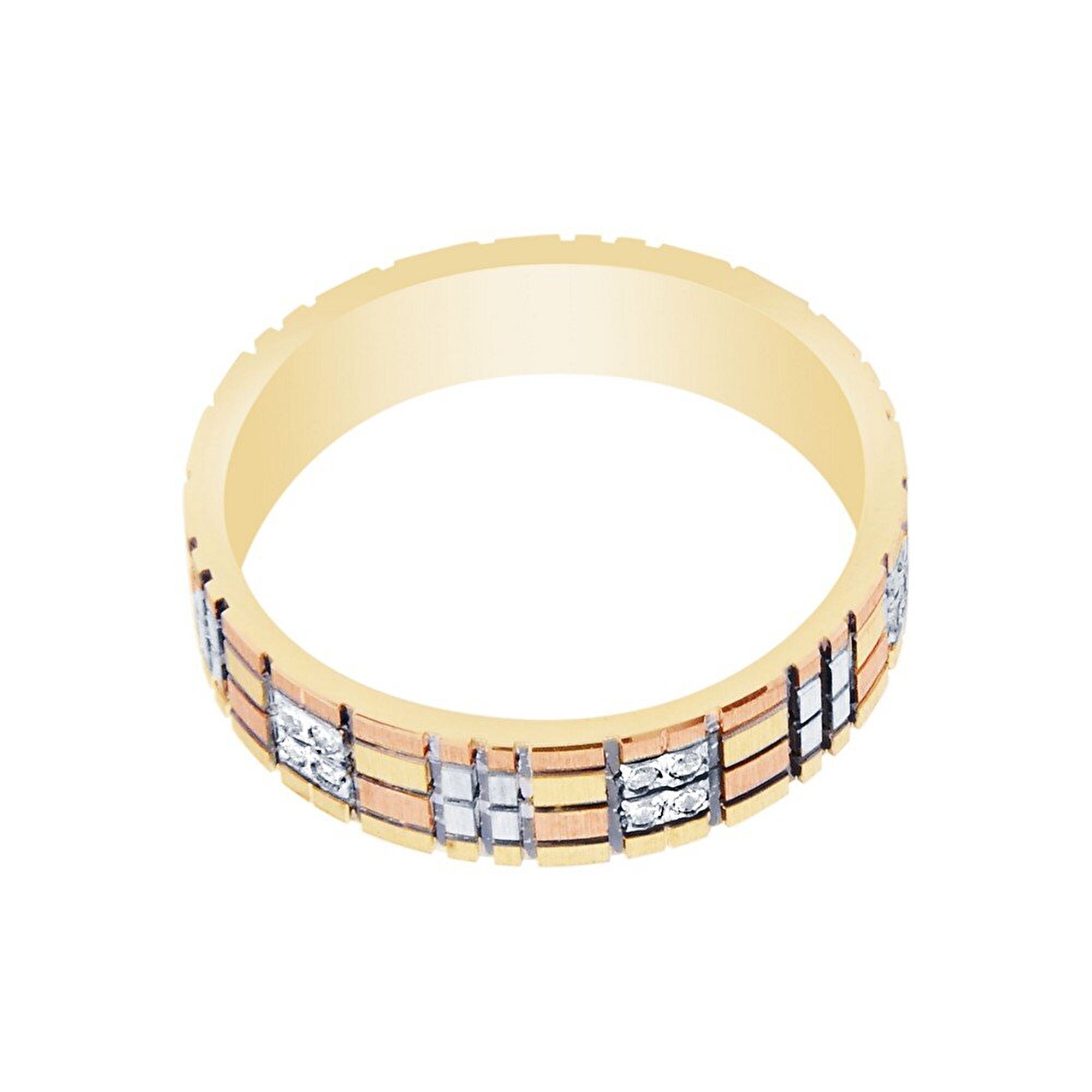 14 Ayar 3 Renkli Altın Modern Alyans