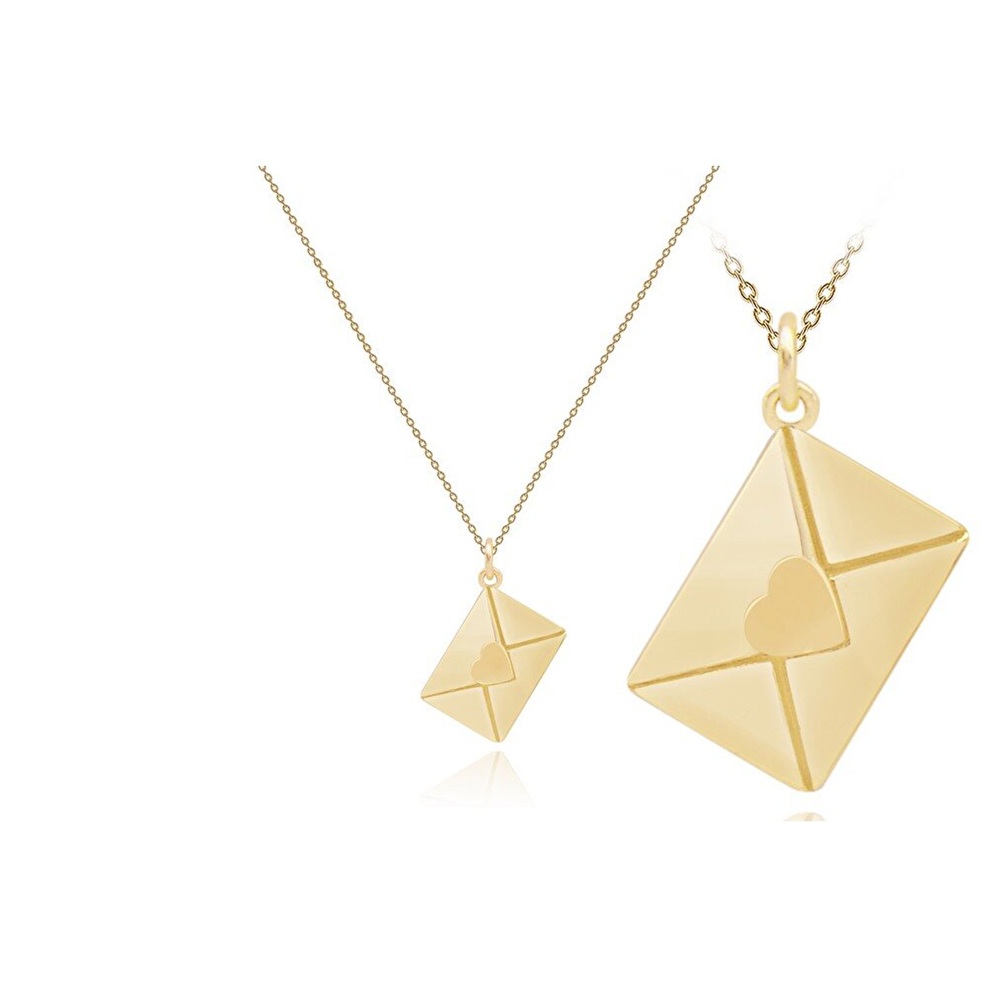 8 Ayar Sarı Altın Aşk Mektup Figürlü Kolye