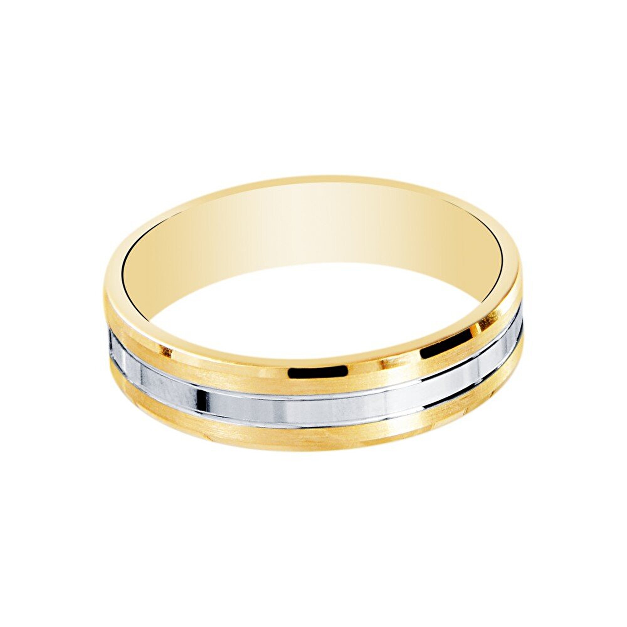 14 Ayar Sarı-Beyaz Altın Modern Alyans