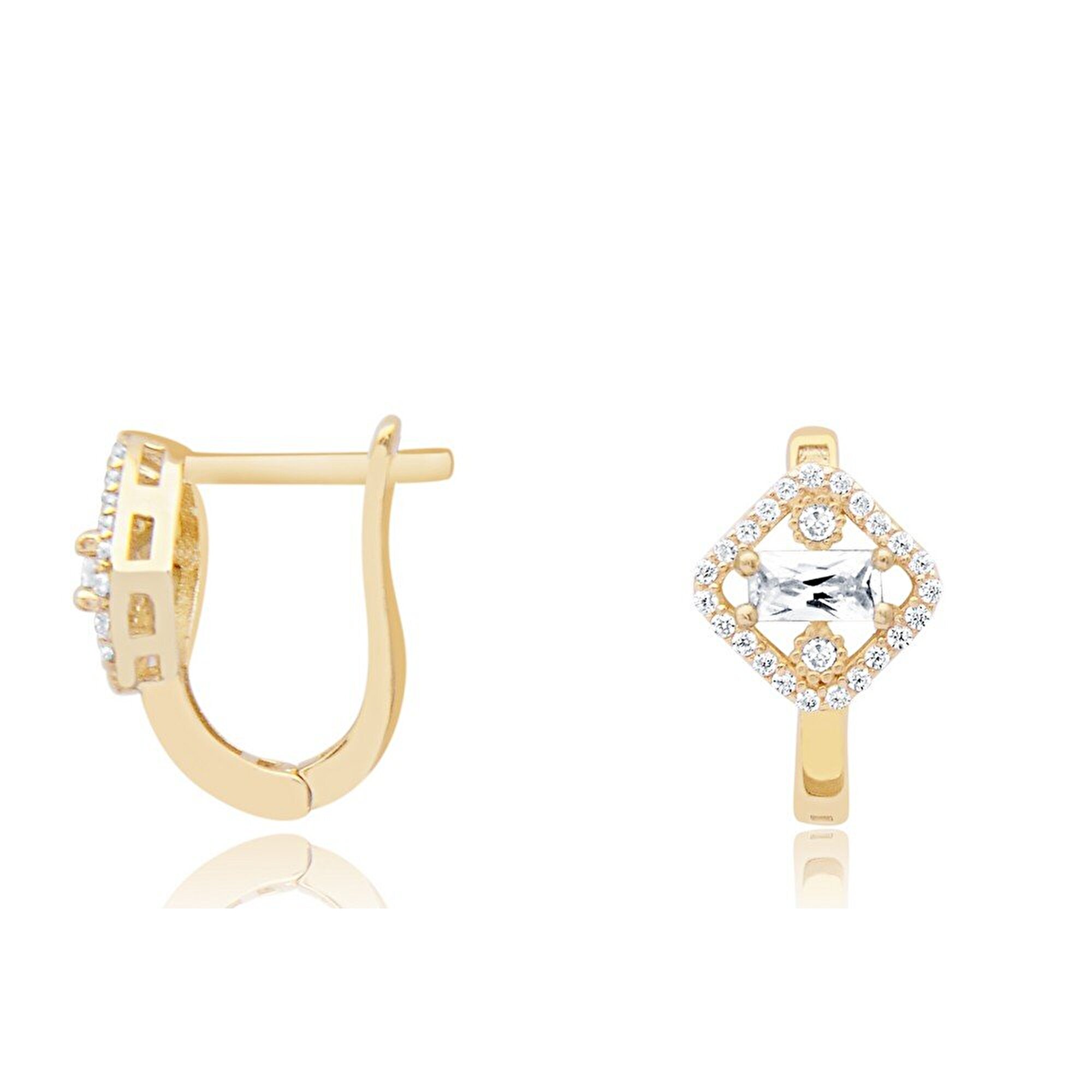 14 Ayar Sarı Altın Baget Küpe