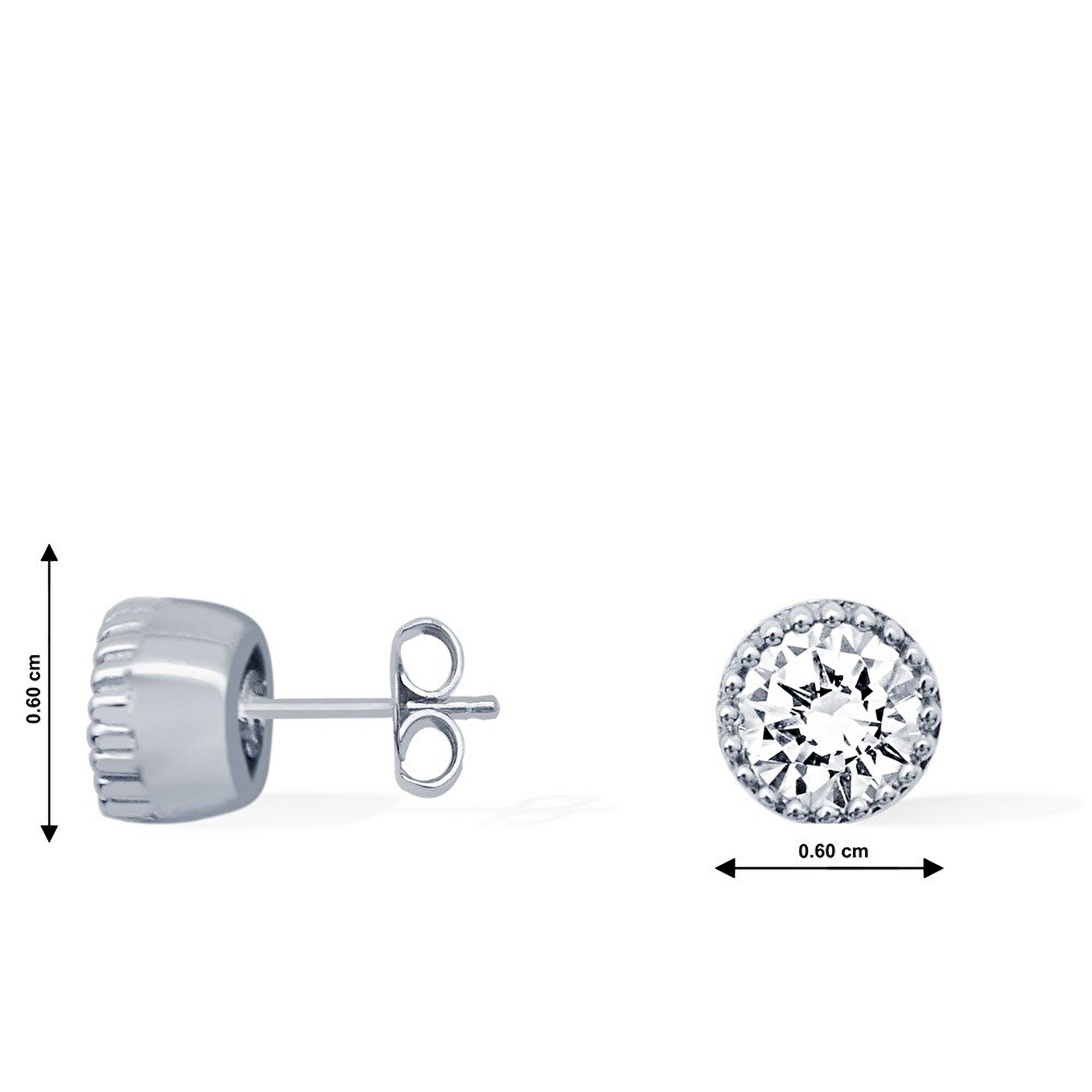 14 Ayar Beyaz Altın Tektaş Küpe