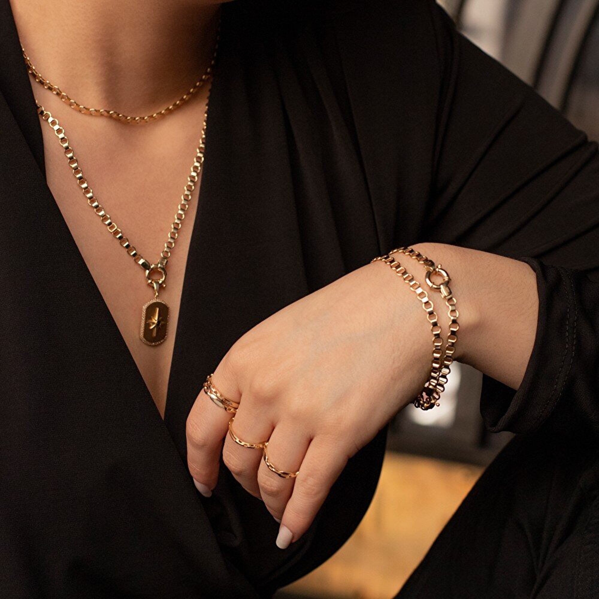 14 Ayar Sarı Altın Trend Zincir Bileklik