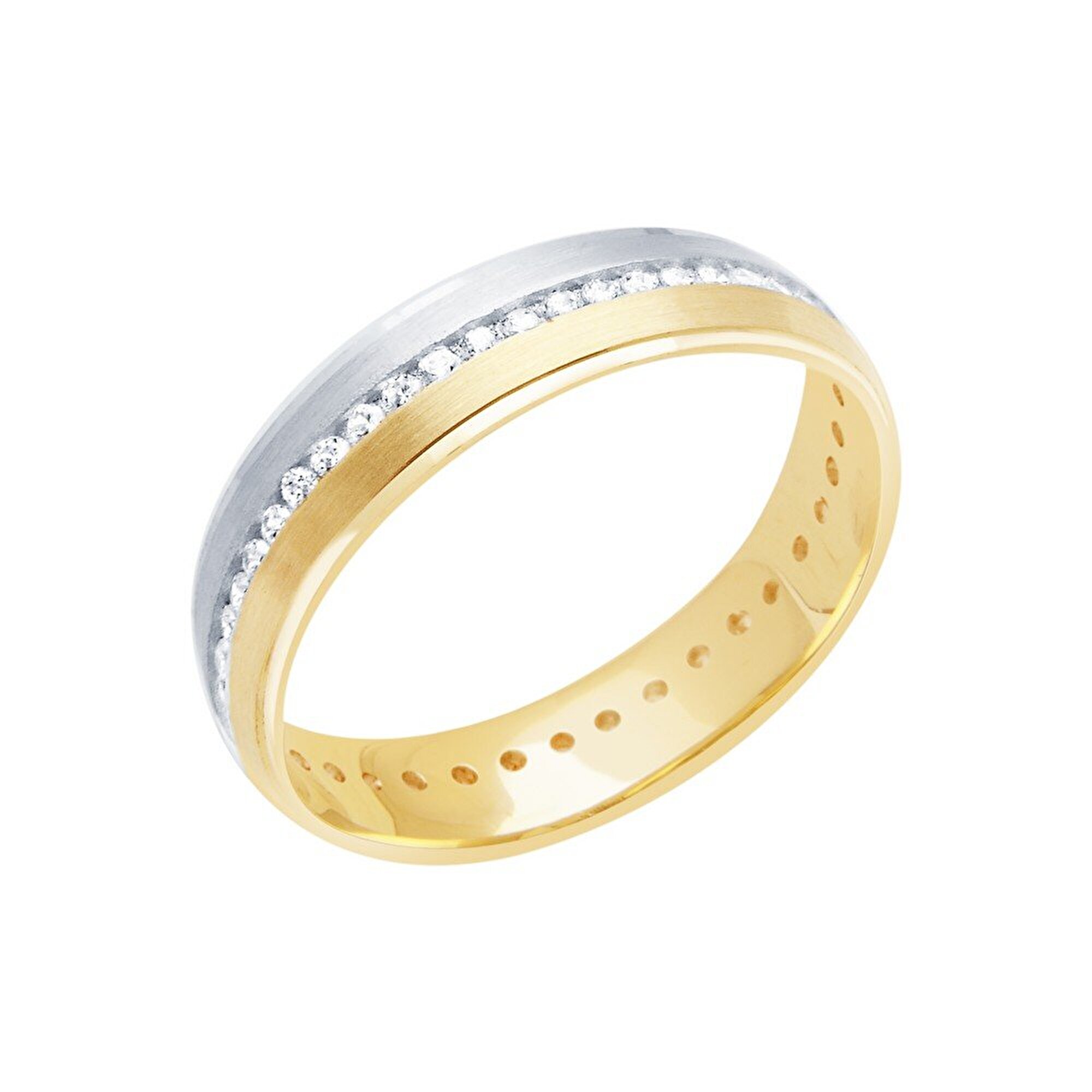 14 Ayar Sarı-Beyaz Altın Modern Alyans