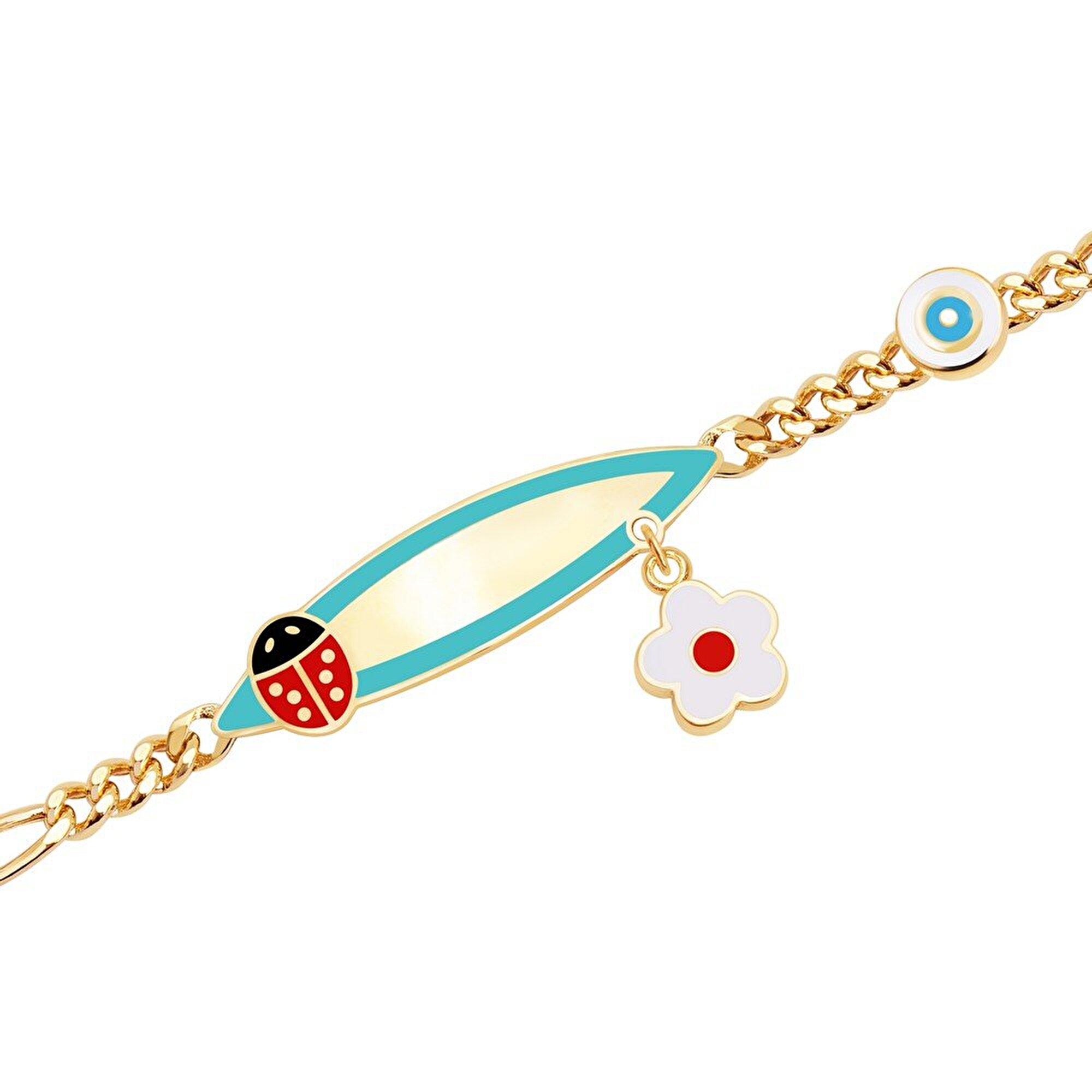 14 Ayar Sarı Altın Künye Bileklik