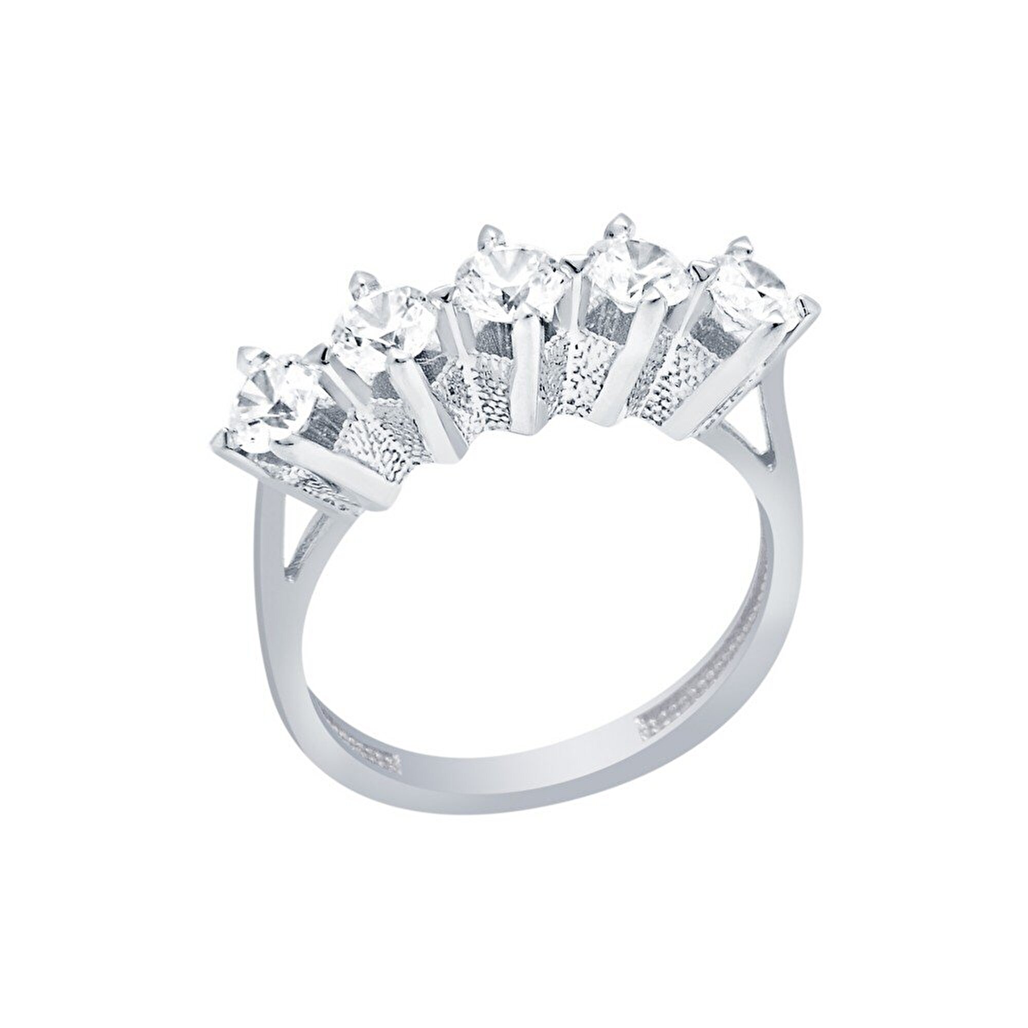 14 Ayar Beyaz Altın Beştaş Yüzük