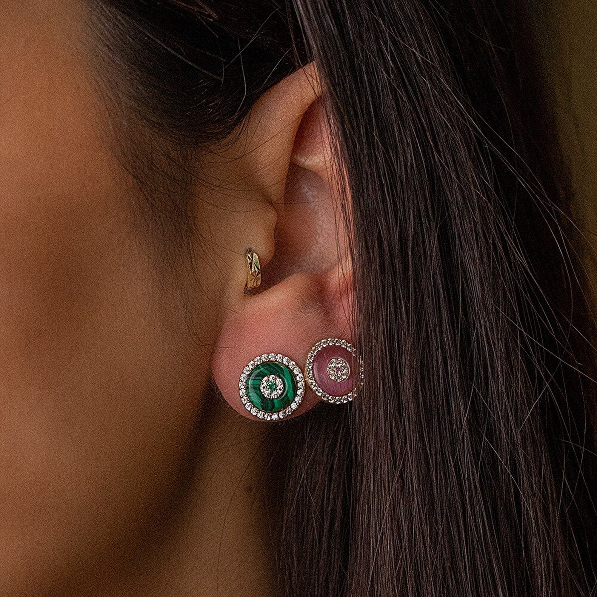 14 Ayar Sarı Altın Göz Figürlü Küpe