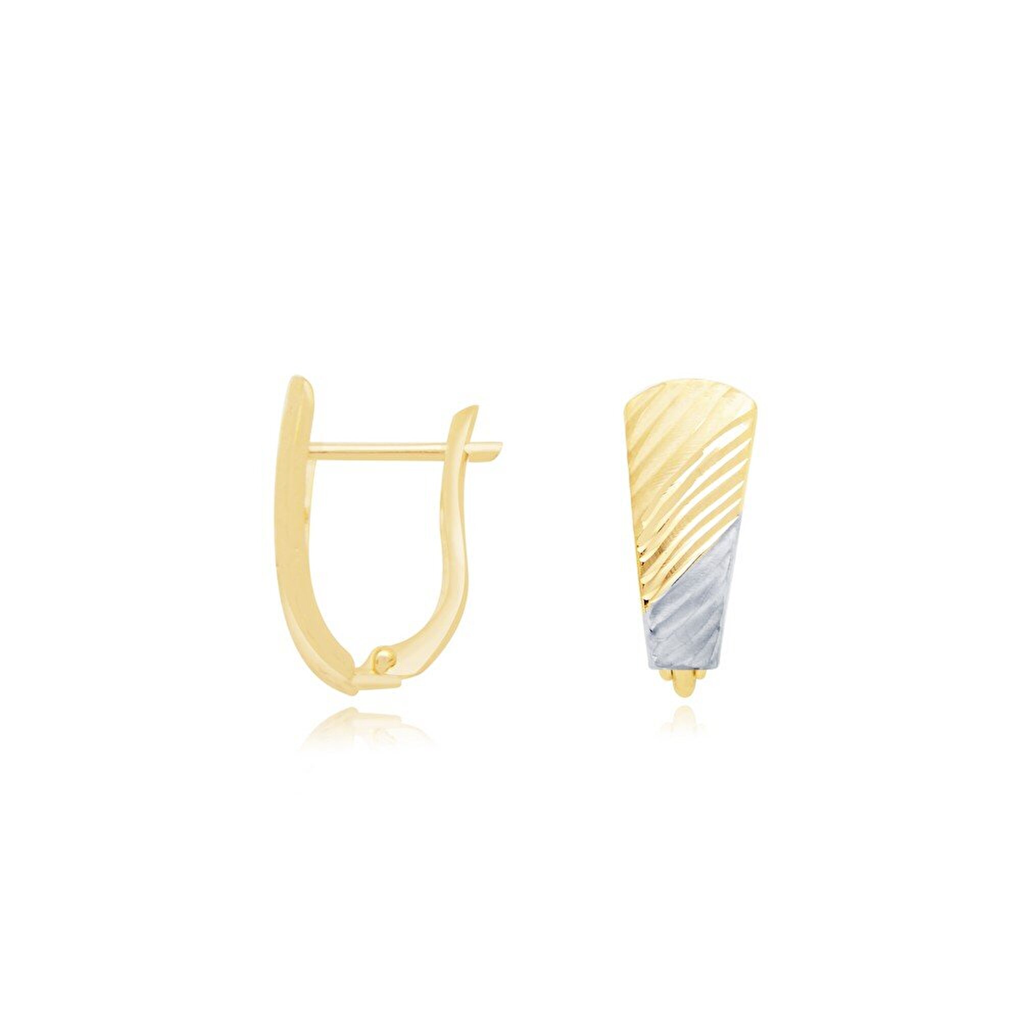 14 Ayar Sarı-Beyaz Altın J Küpe